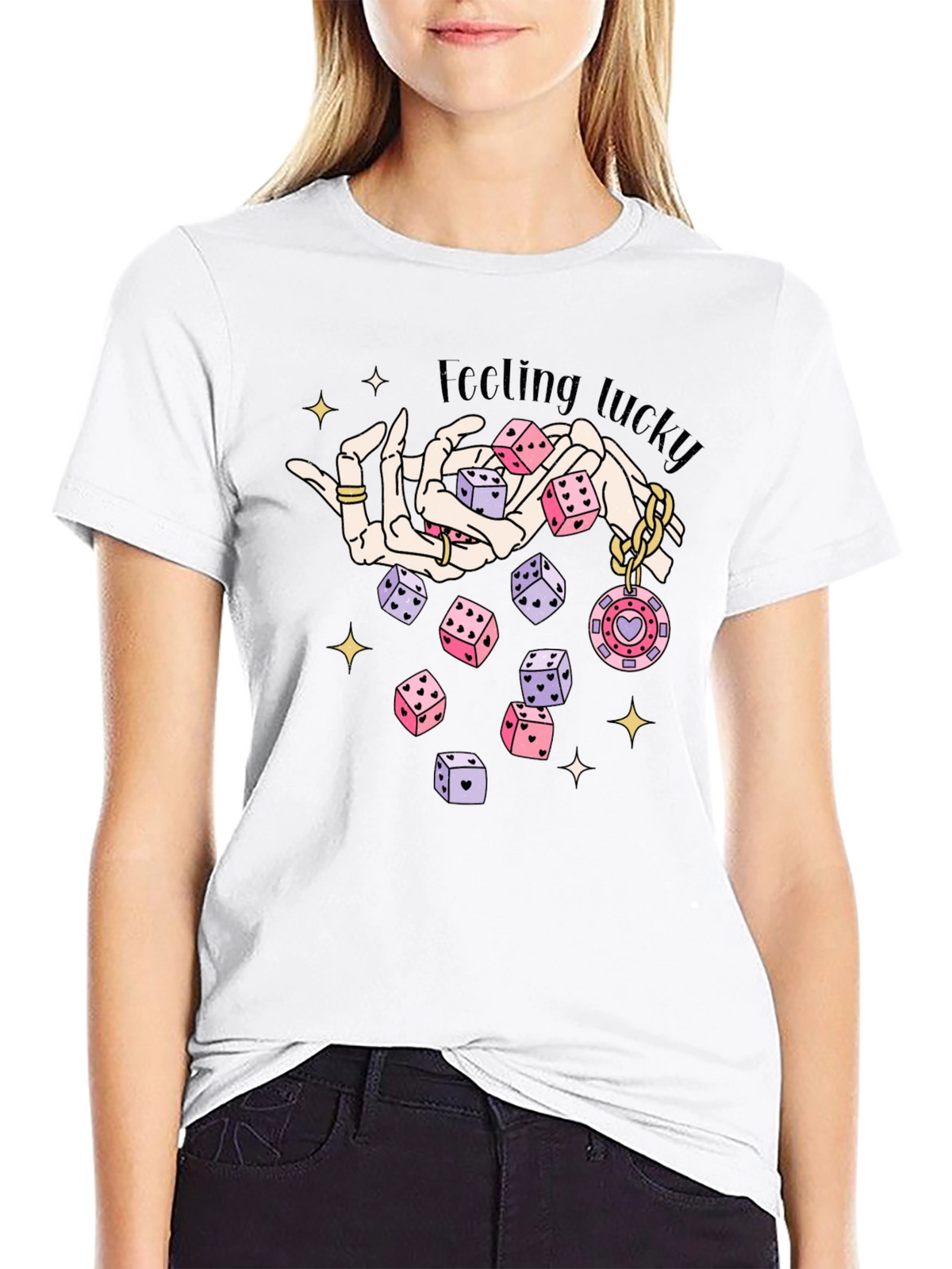 Lucky Dice Graphic Tee - Black Cotton Blend