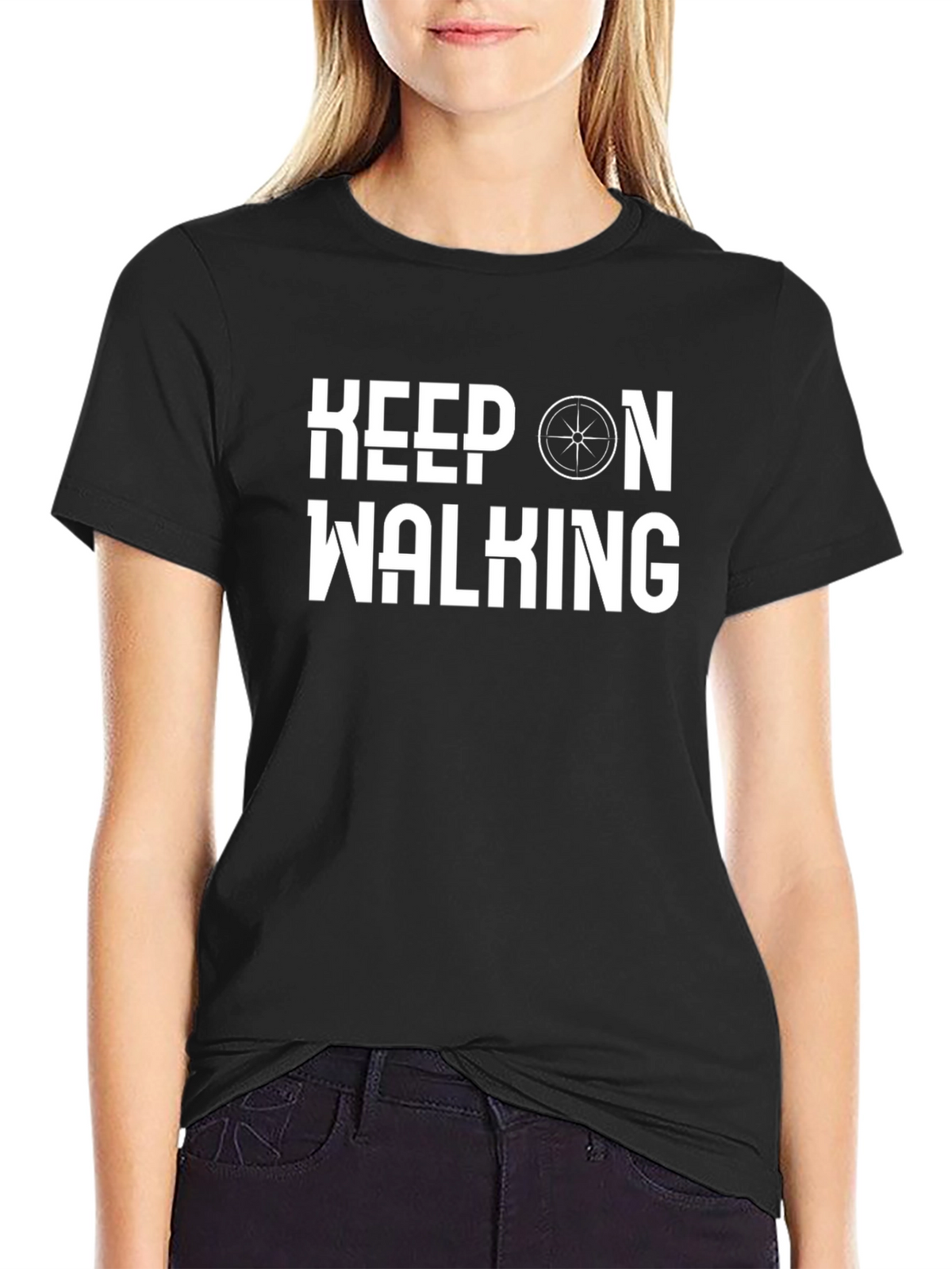 Keep On Walking Graphic Tee - Black Cotton T-Shirt