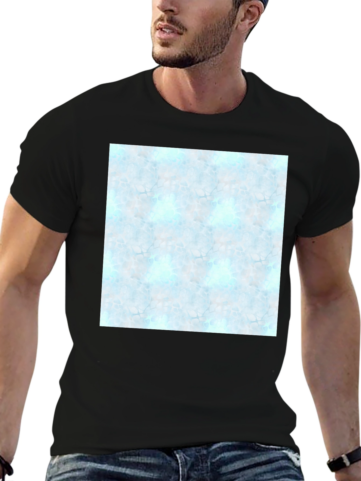 Mens Black Tee with Abstract Pattern