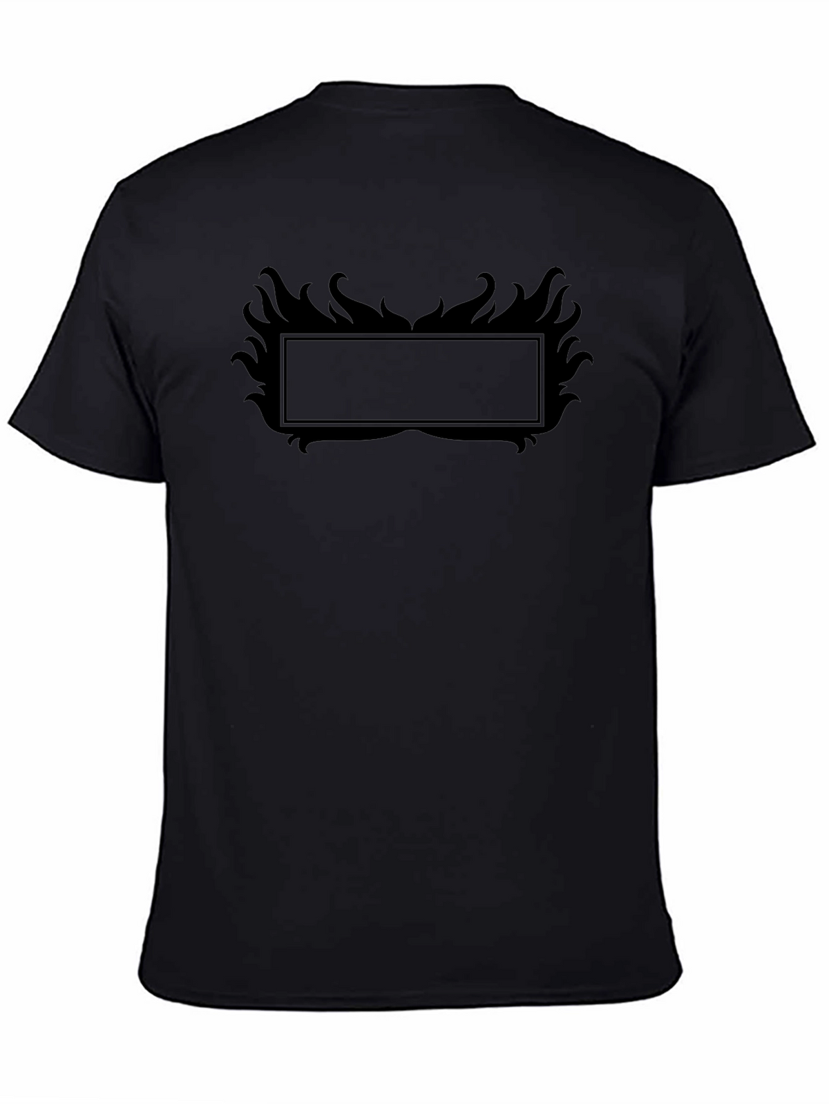Black Graphic Tee with Flame Frame