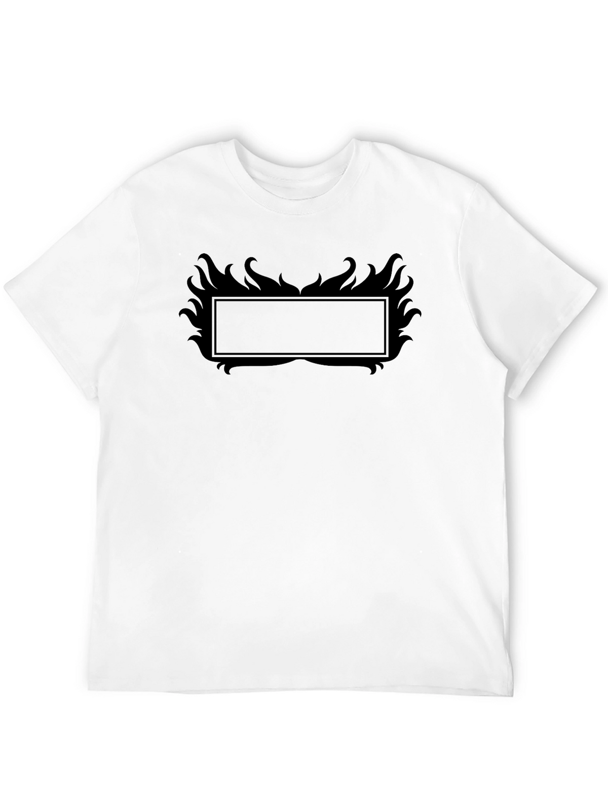 Black Graphic Tee with Flame Frame