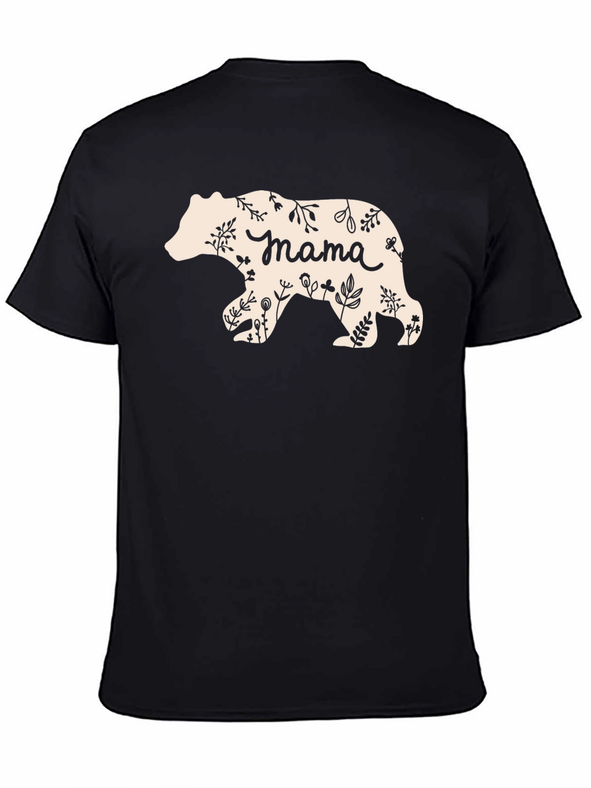 Mama Bear Floral Graphic T-Shirt - Black
