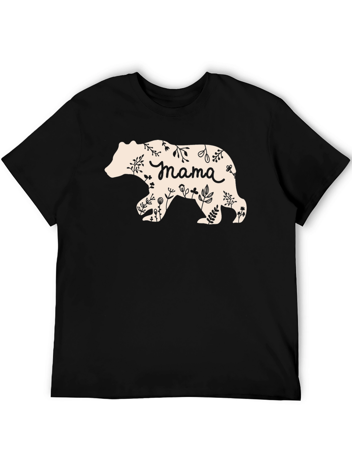 Mama Bear Floral Graphic T-Shirt - Black