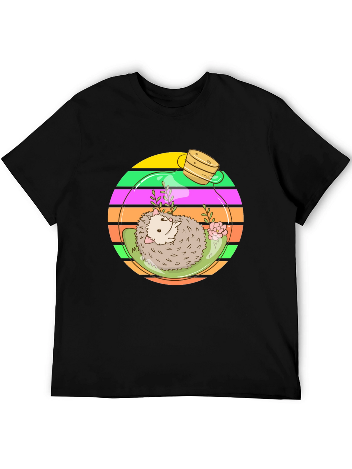 Hedgehog Terrarium Graphic Tee - Novelty T-Shirt
