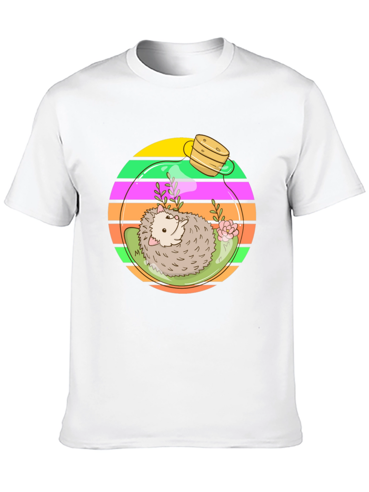 Hedgehog Terrarium Graphic Tee - Novelty T-Shirt