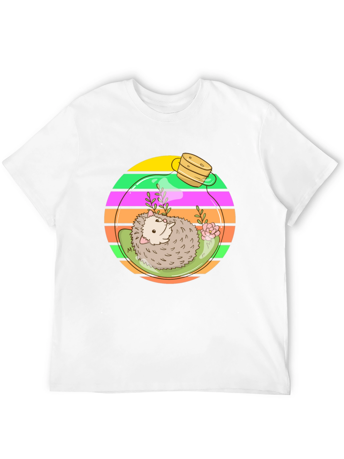 Hedgehog Terrarium Graphic Tee - Novelty T-Shirt