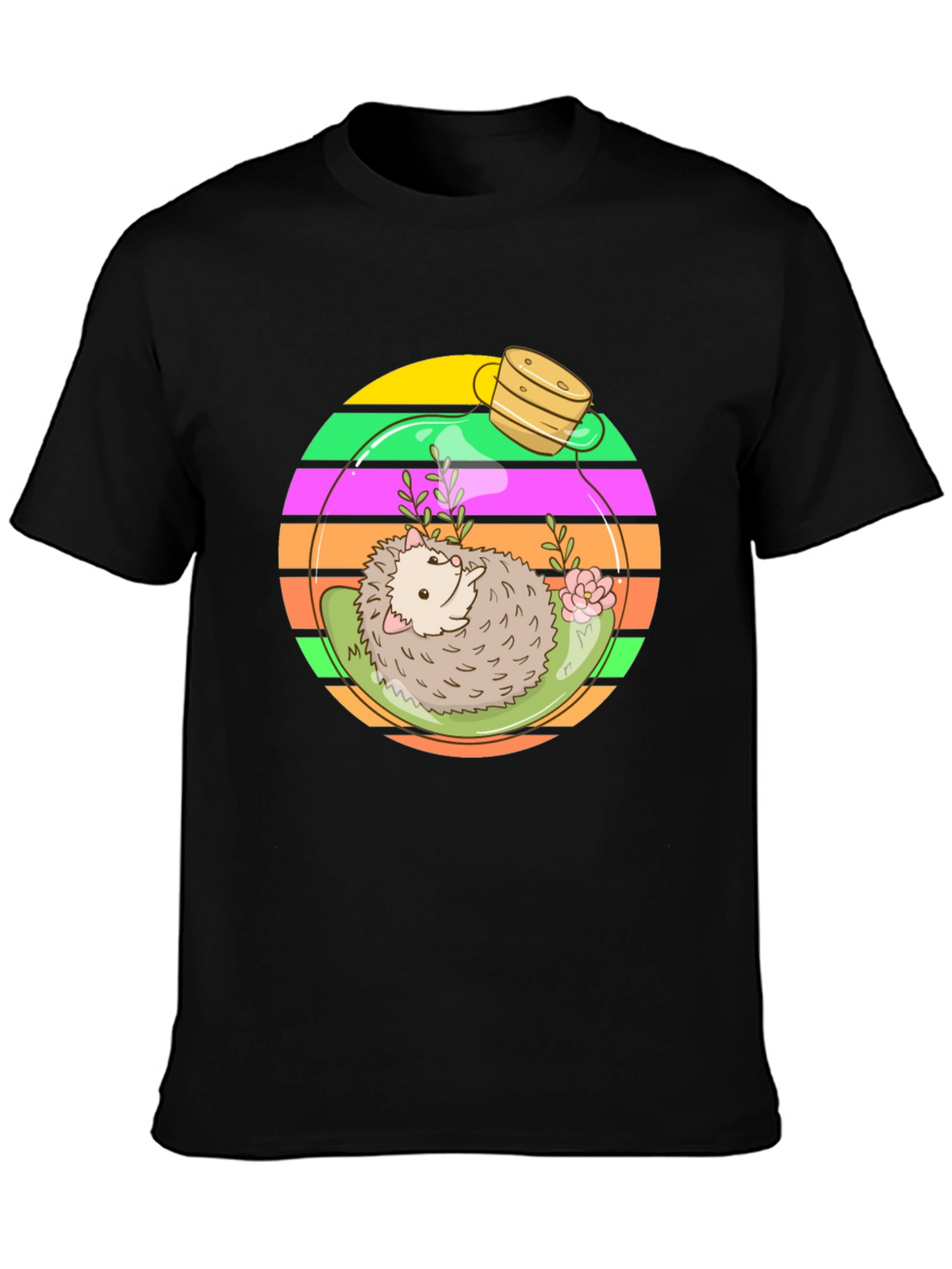 Hedgehog Terrarium Graphic Tee - Novelty T-Shirt