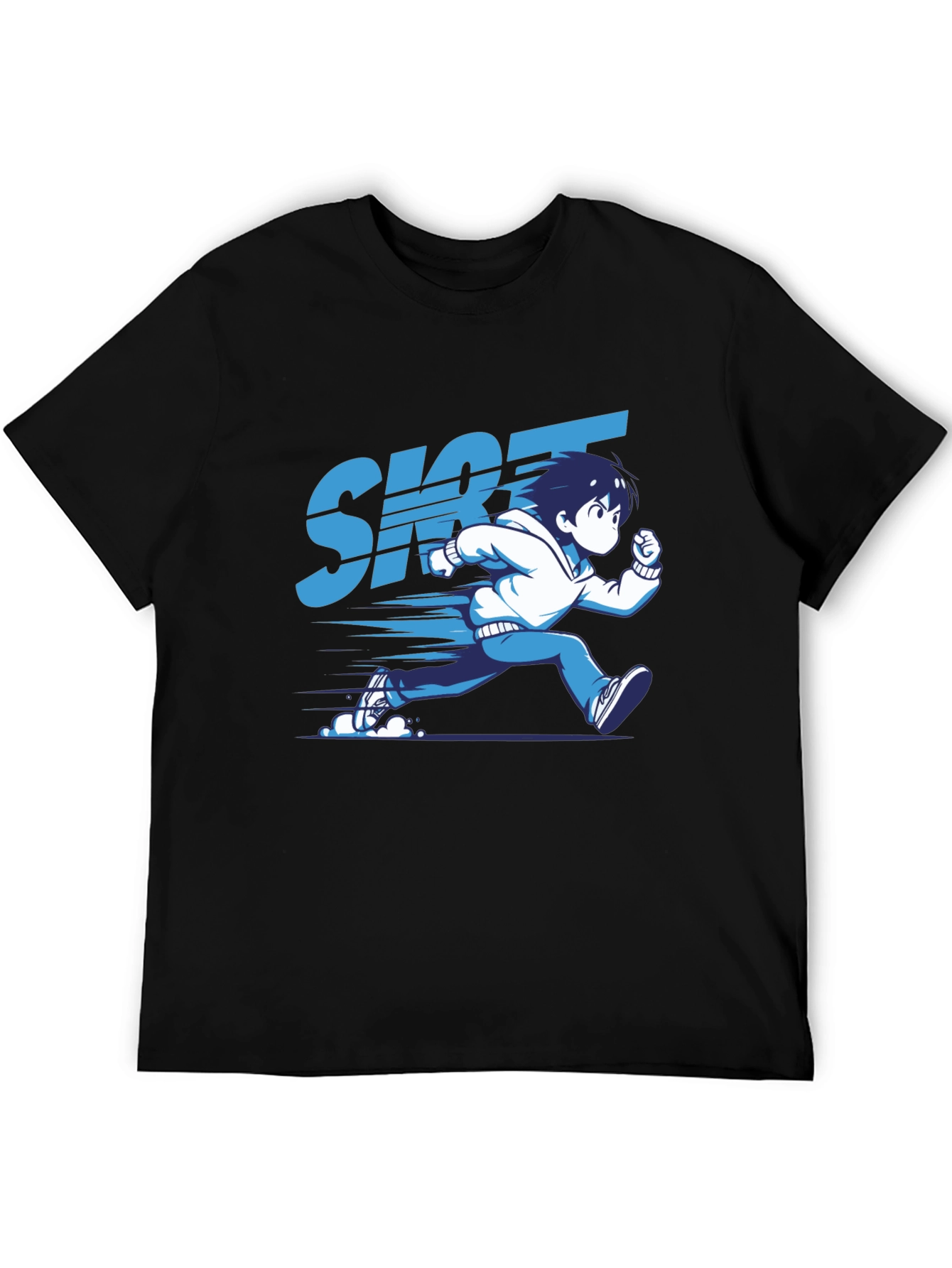 Anime Running T-Shirt - Black Graphic Tee