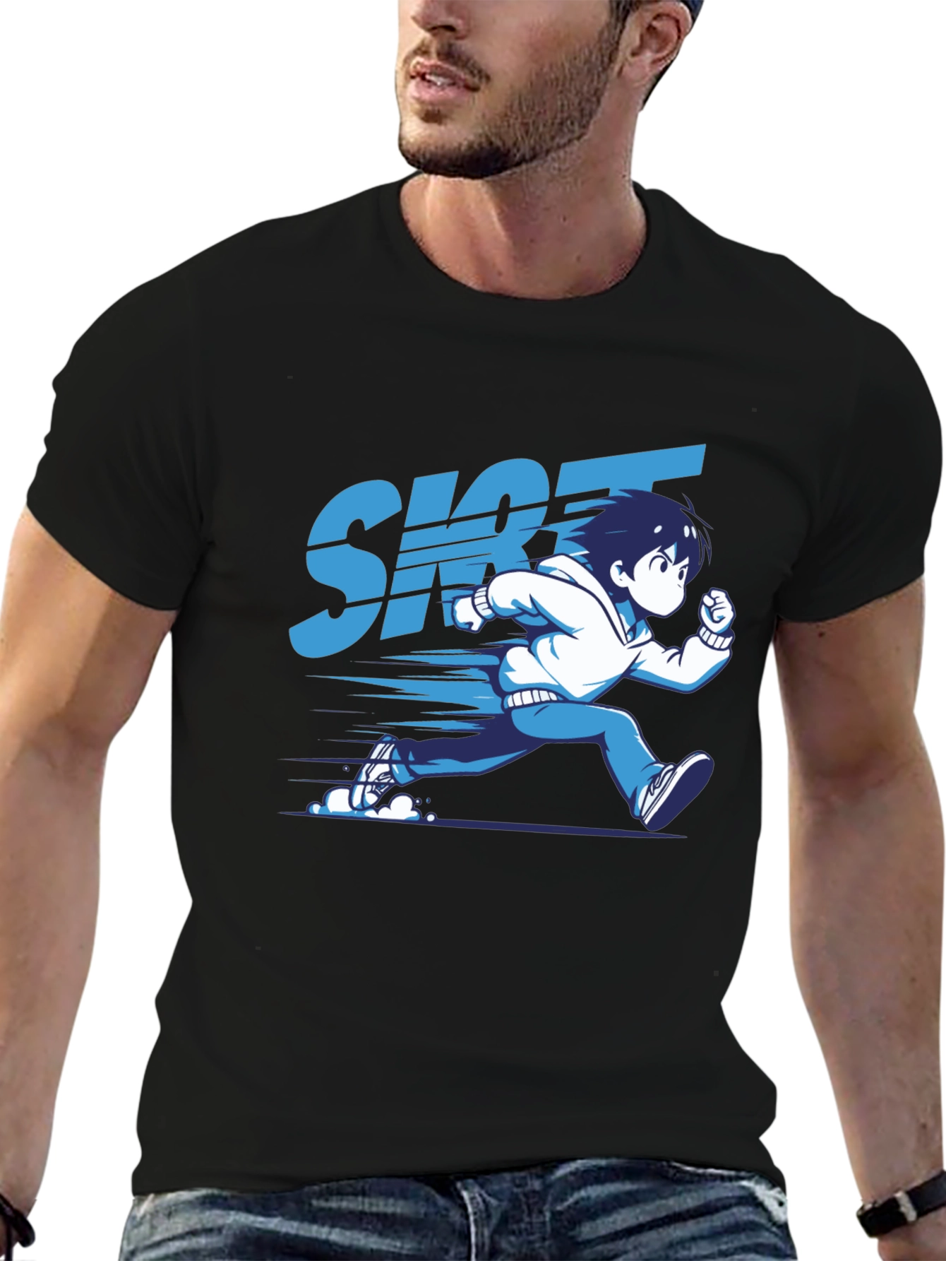 Anime Running T-Shirt - Black Graphic Tee