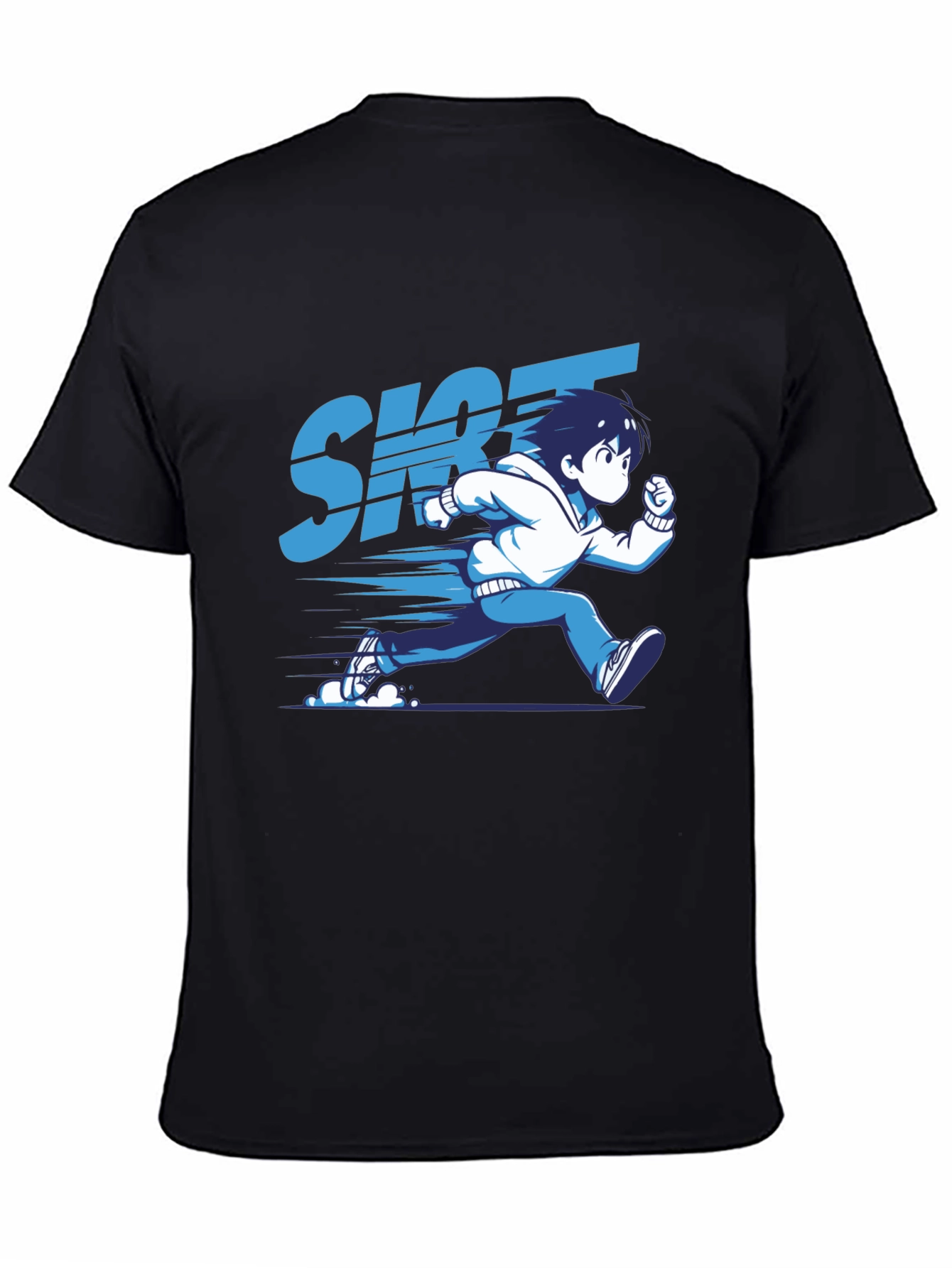 Anime Running T-Shirt - Black Graphic Tee