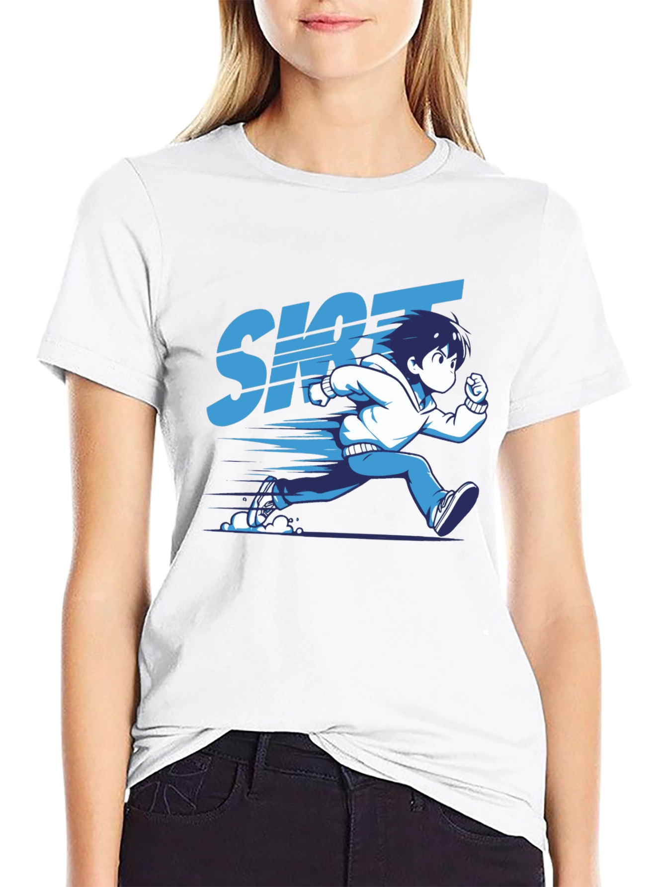 Anime Running T-Shirt - Black Graphic Tee