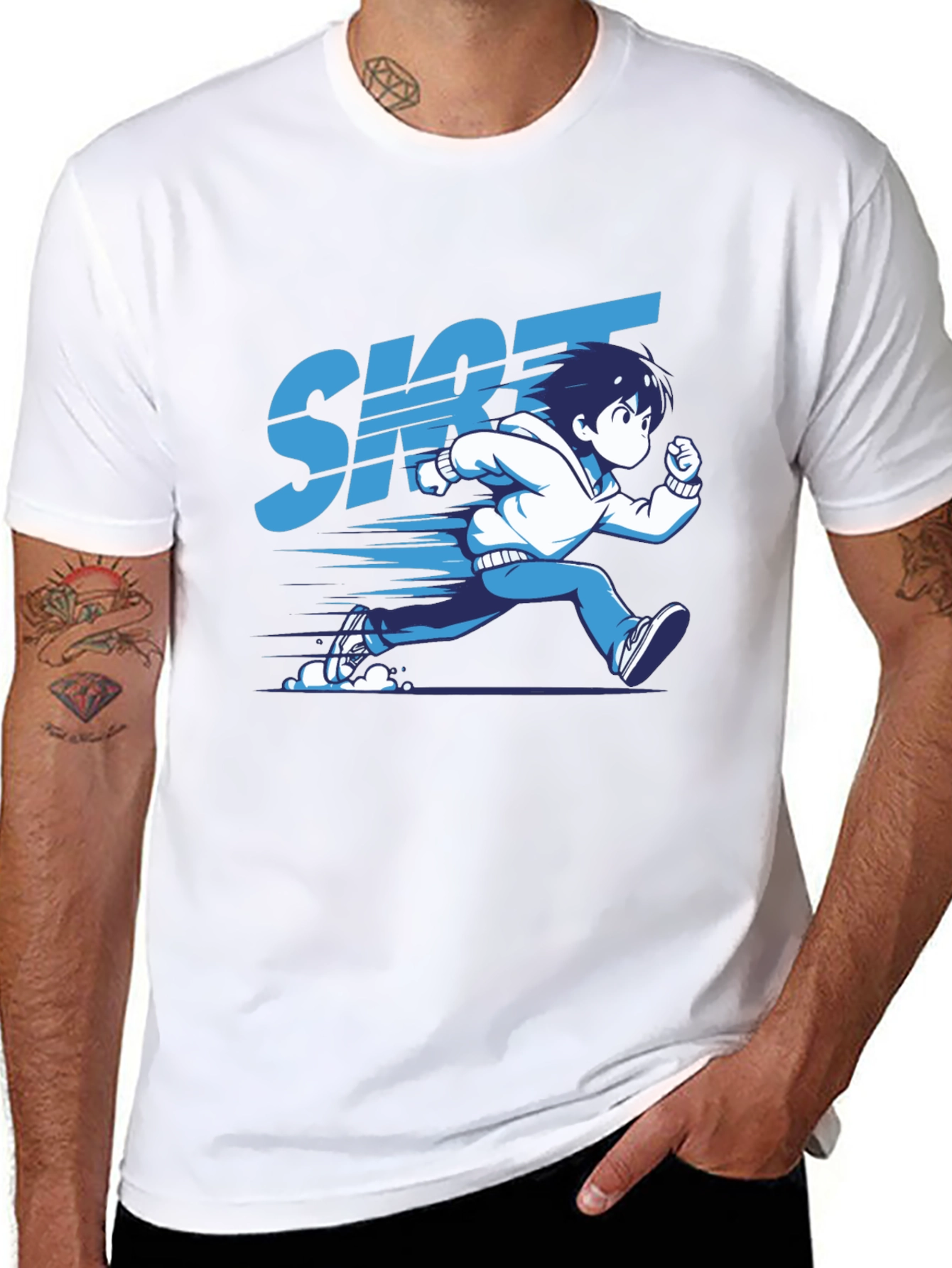 Anime Running T-Shirt - Black Graphic Tee