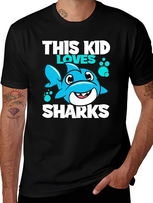 Shark Lover Kids T-Shirt Cute Cartoon Shark Design Boys & Girls