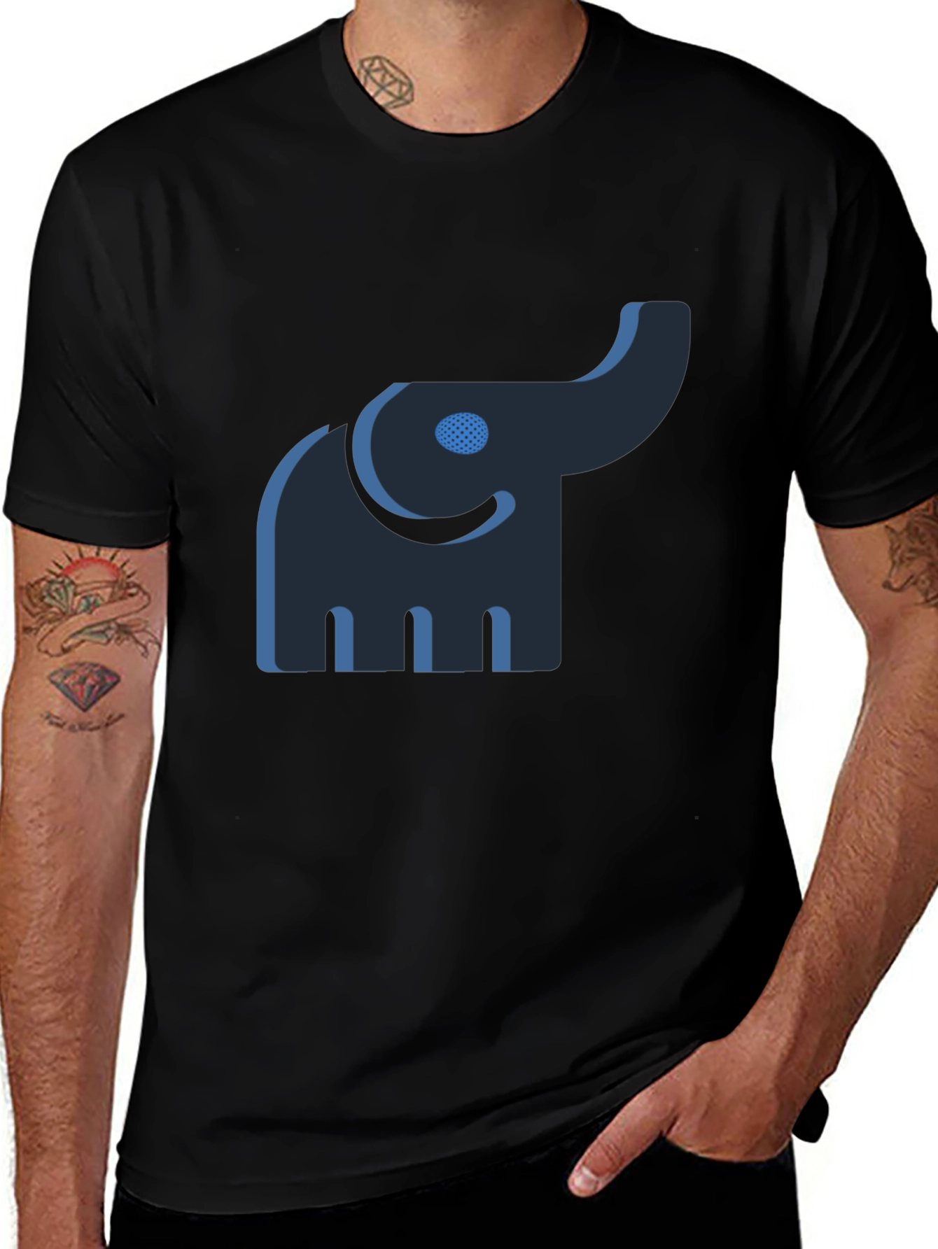 Elephant Graphic Black Tee - Unique Style