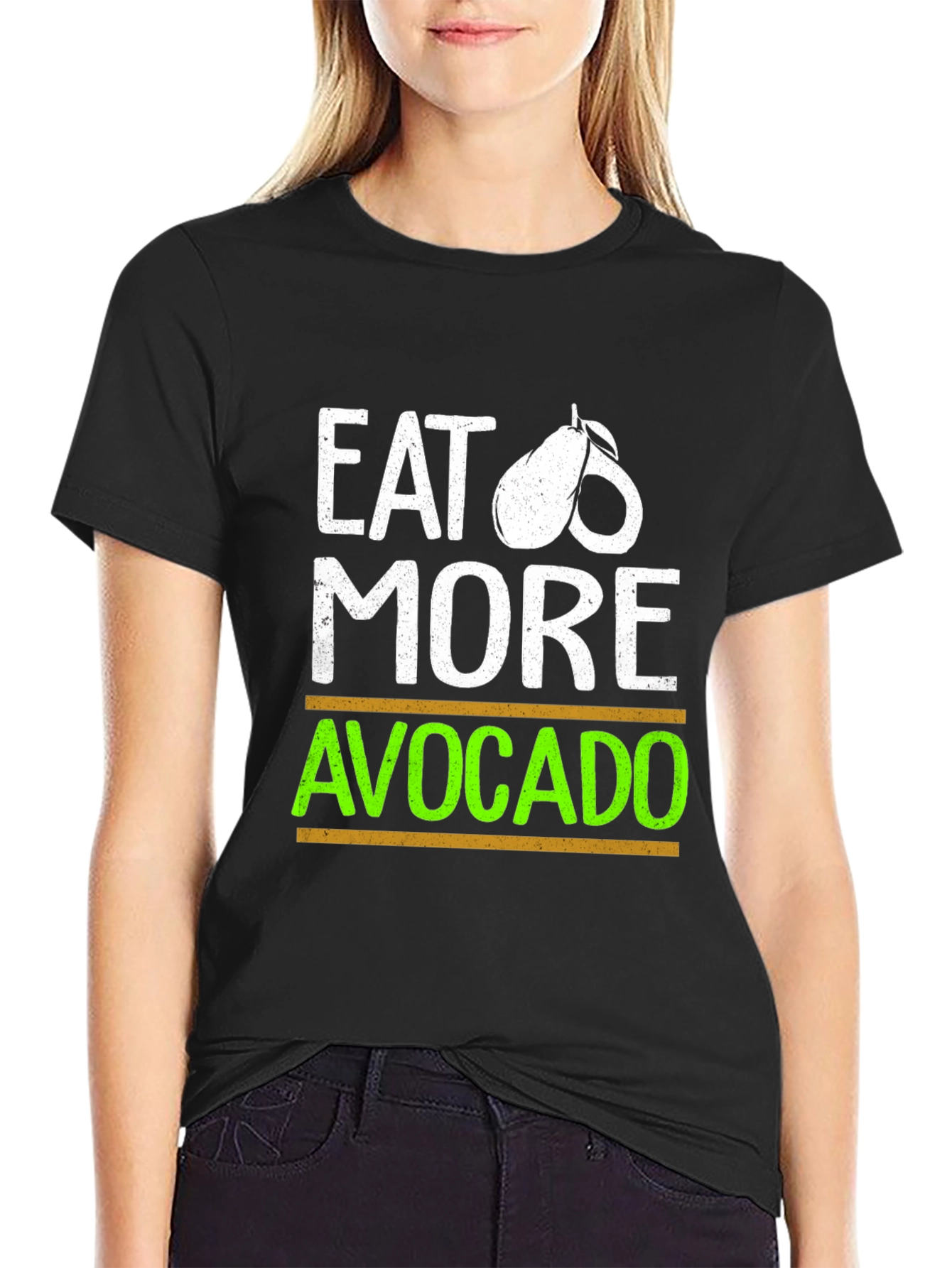 Eat More Avocado Black T-Shirt Graphic Tee