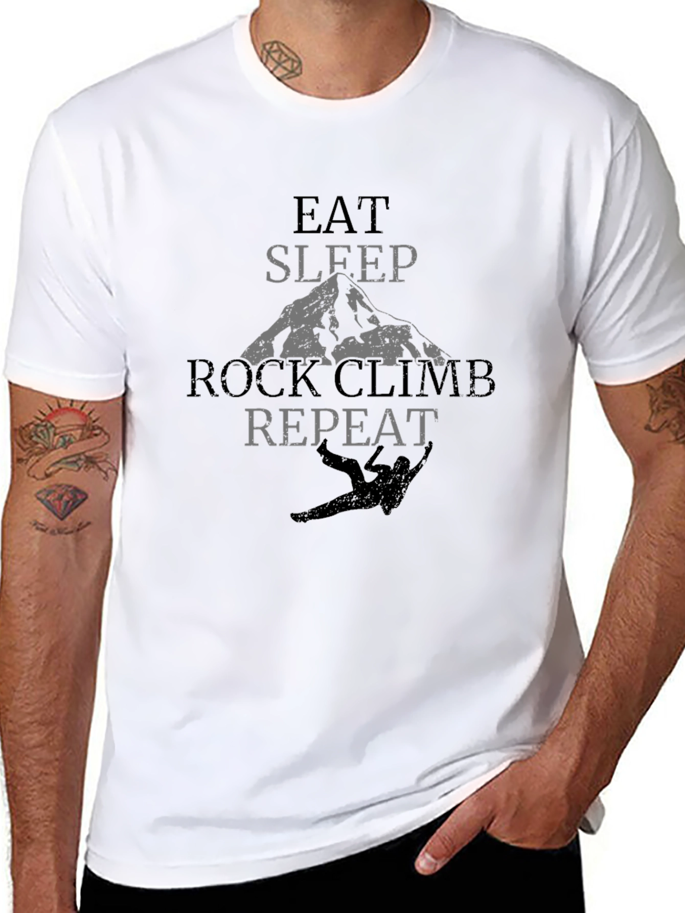Eat Sleep Rock Climb Repeat Black T-Shirt