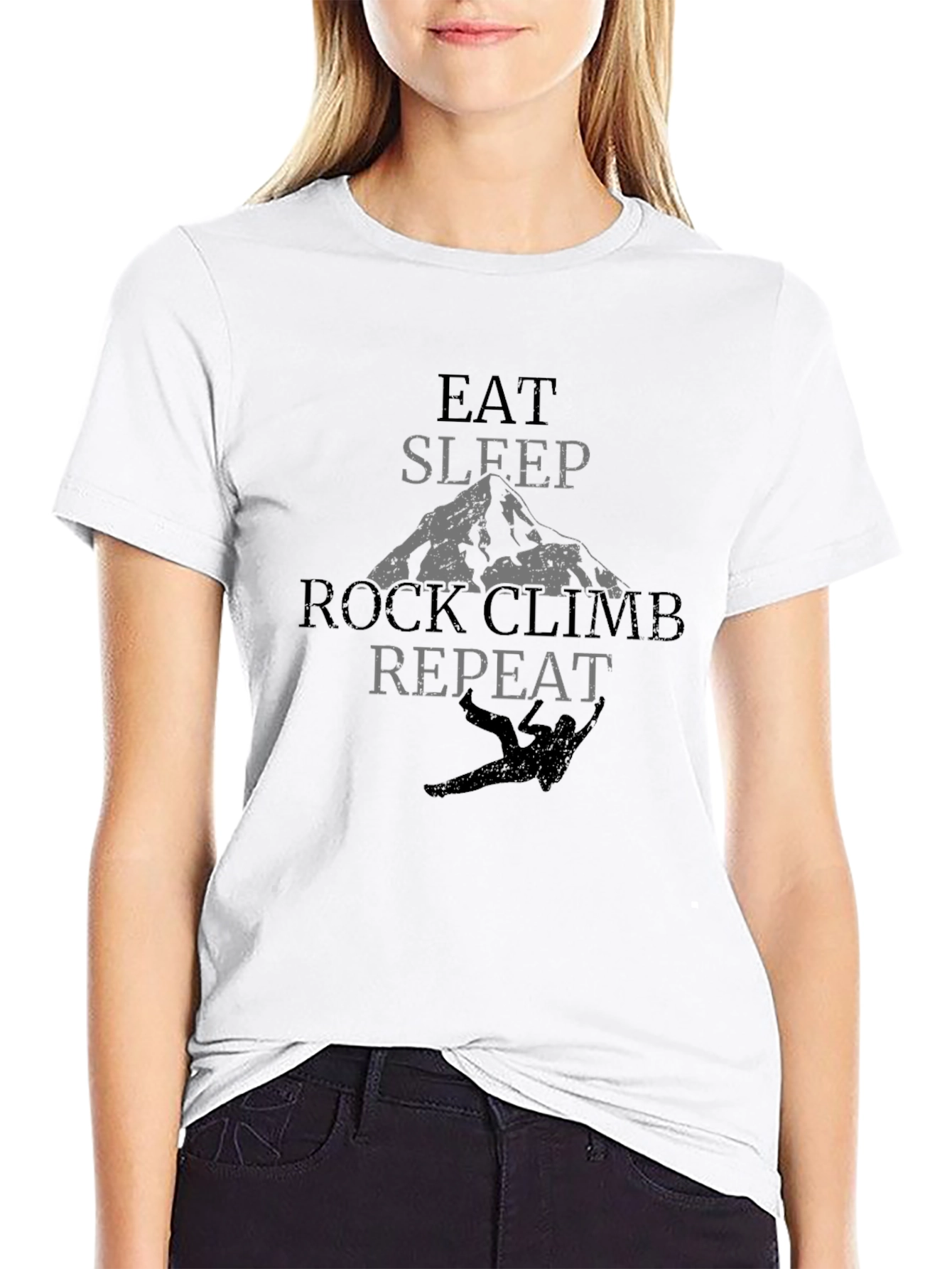 Eat Sleep Rock Climb Repeat Black T-Shirt
