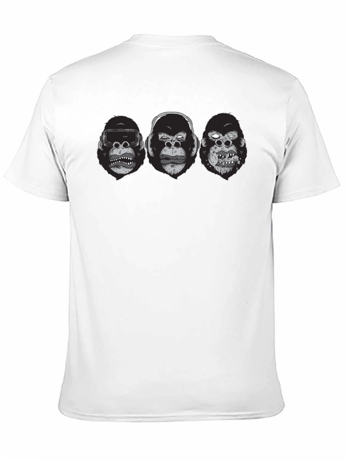 Gorilla Faces Graphic Print Black T-Shirt