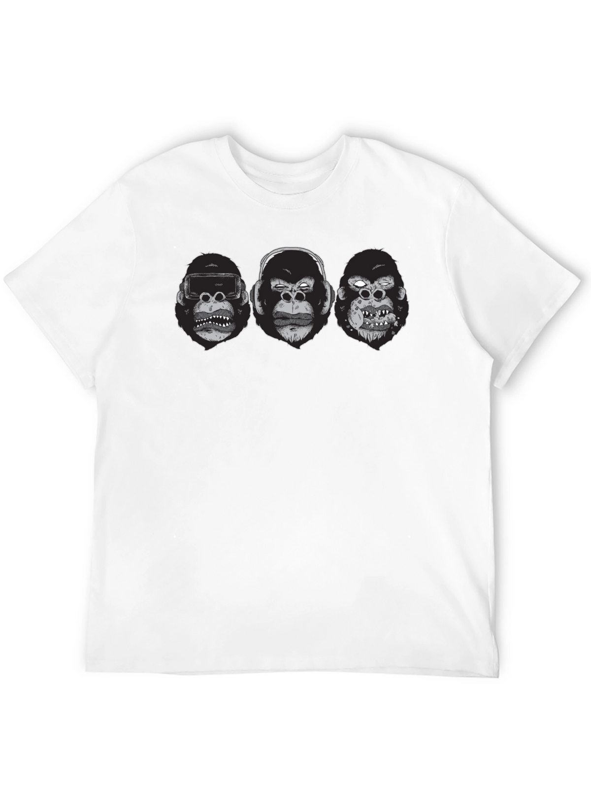 Gorilla Faces Graphic Print Black T-Shirt