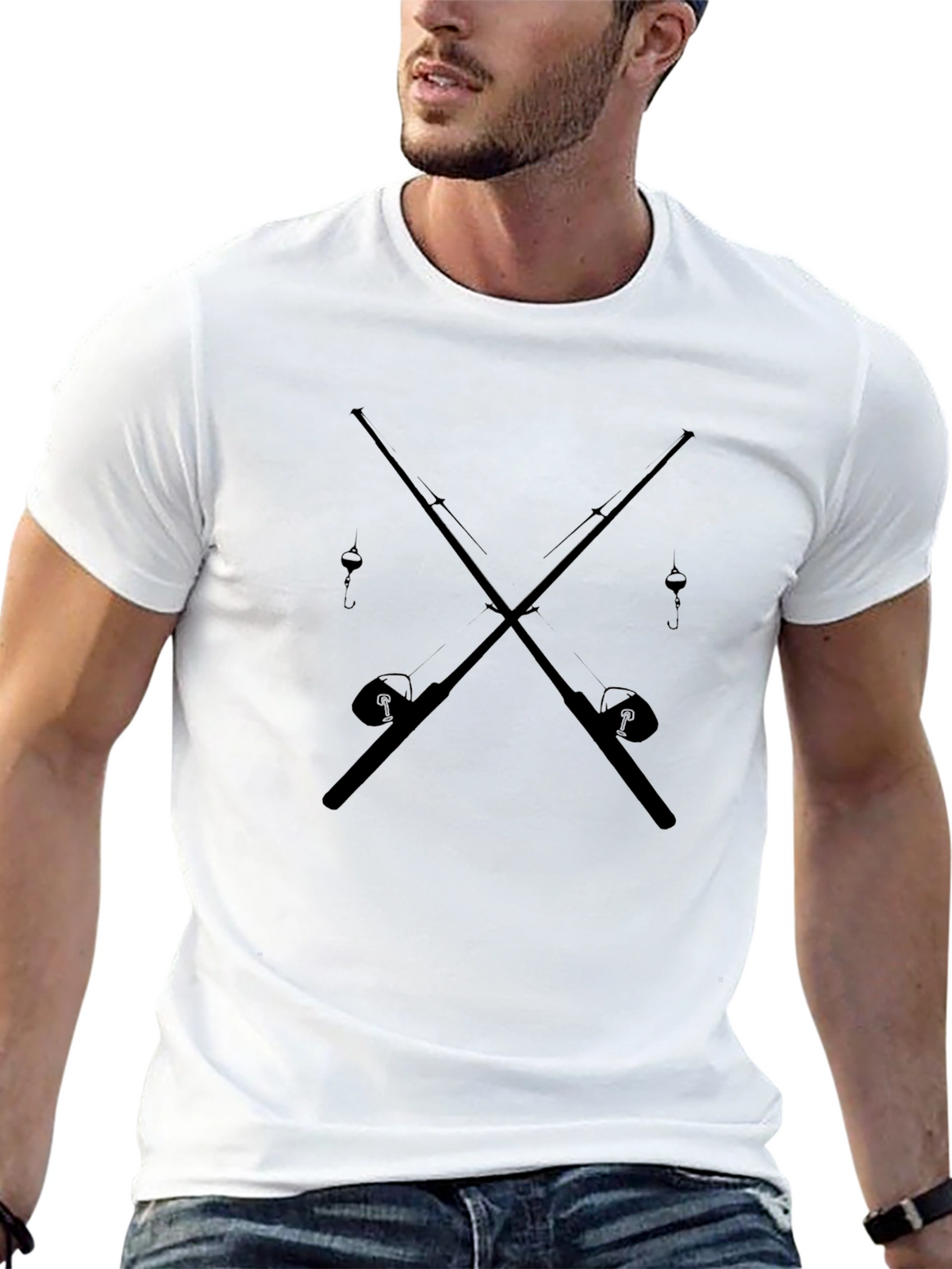 Fishing Rods Mens Black T-Shirt