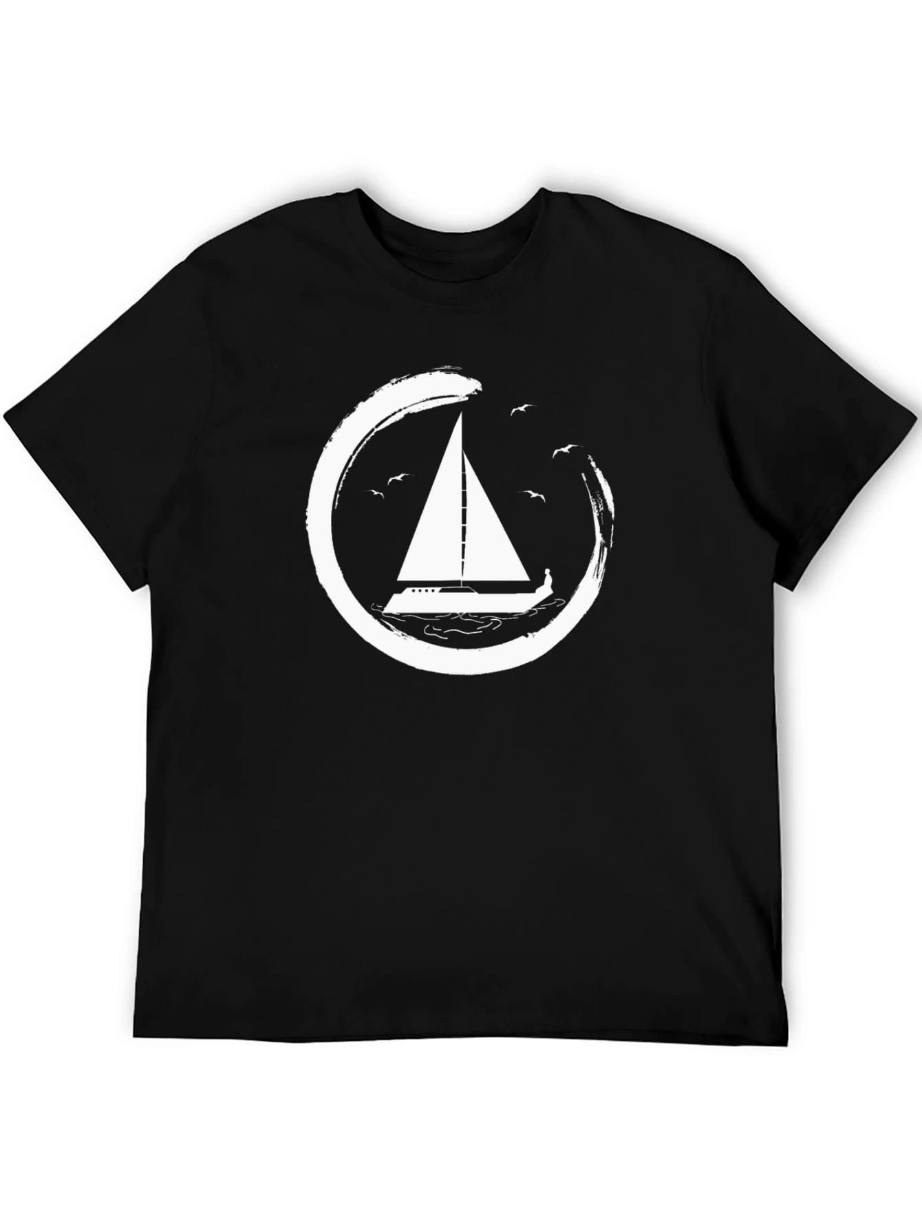 Sailboat Graphic Tee - Circular Design Stylish Casual Wear