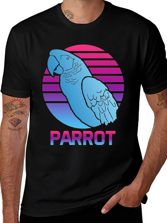 Retro Parrot Graphic T-Shirt - Vintage Style