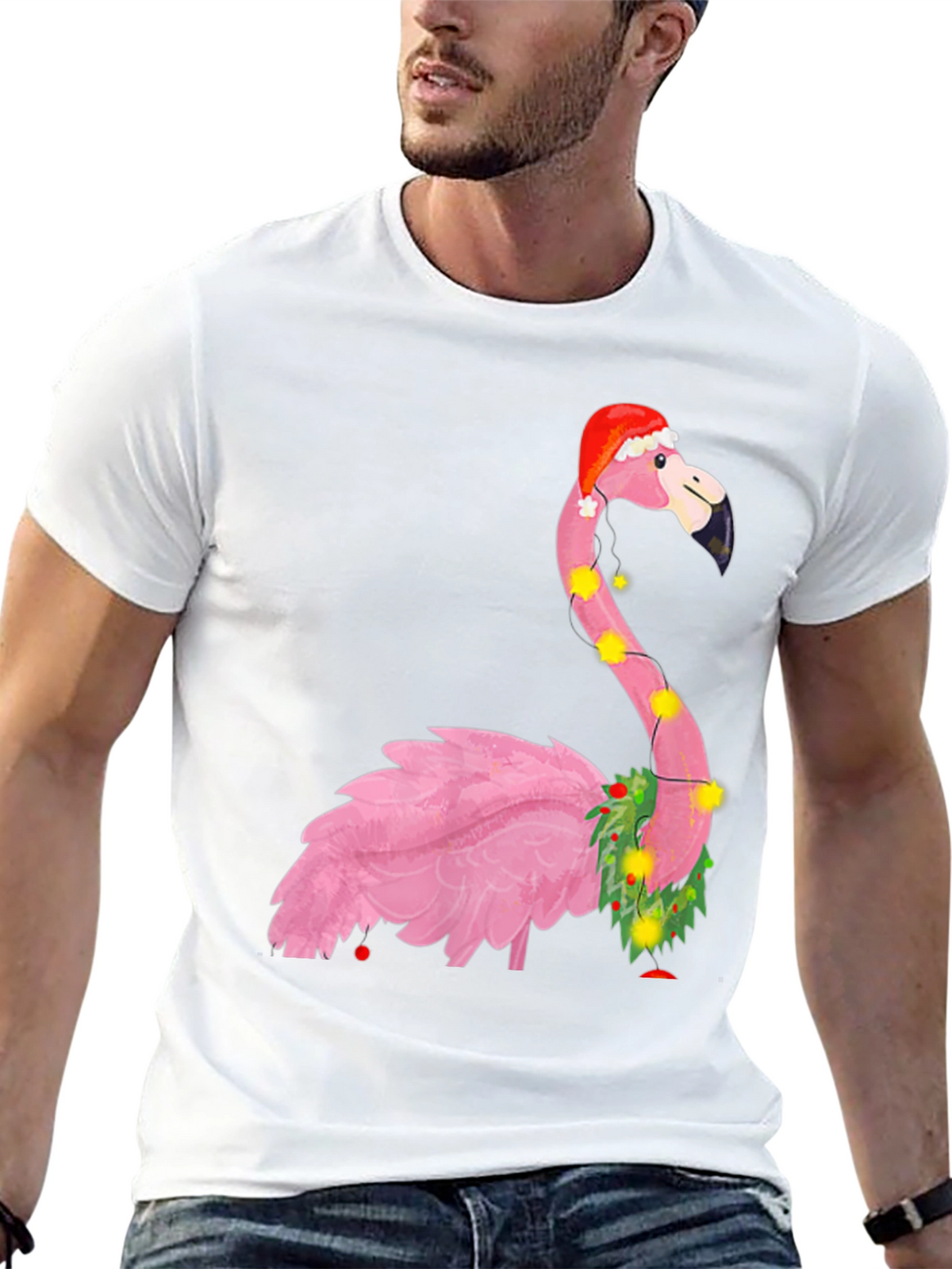 Festive Flamingo Christmas T-Shirt