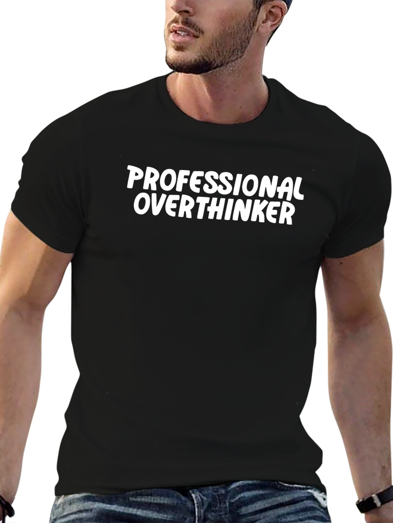Professional Overthinker Tee - Black Cotton T-Shirt