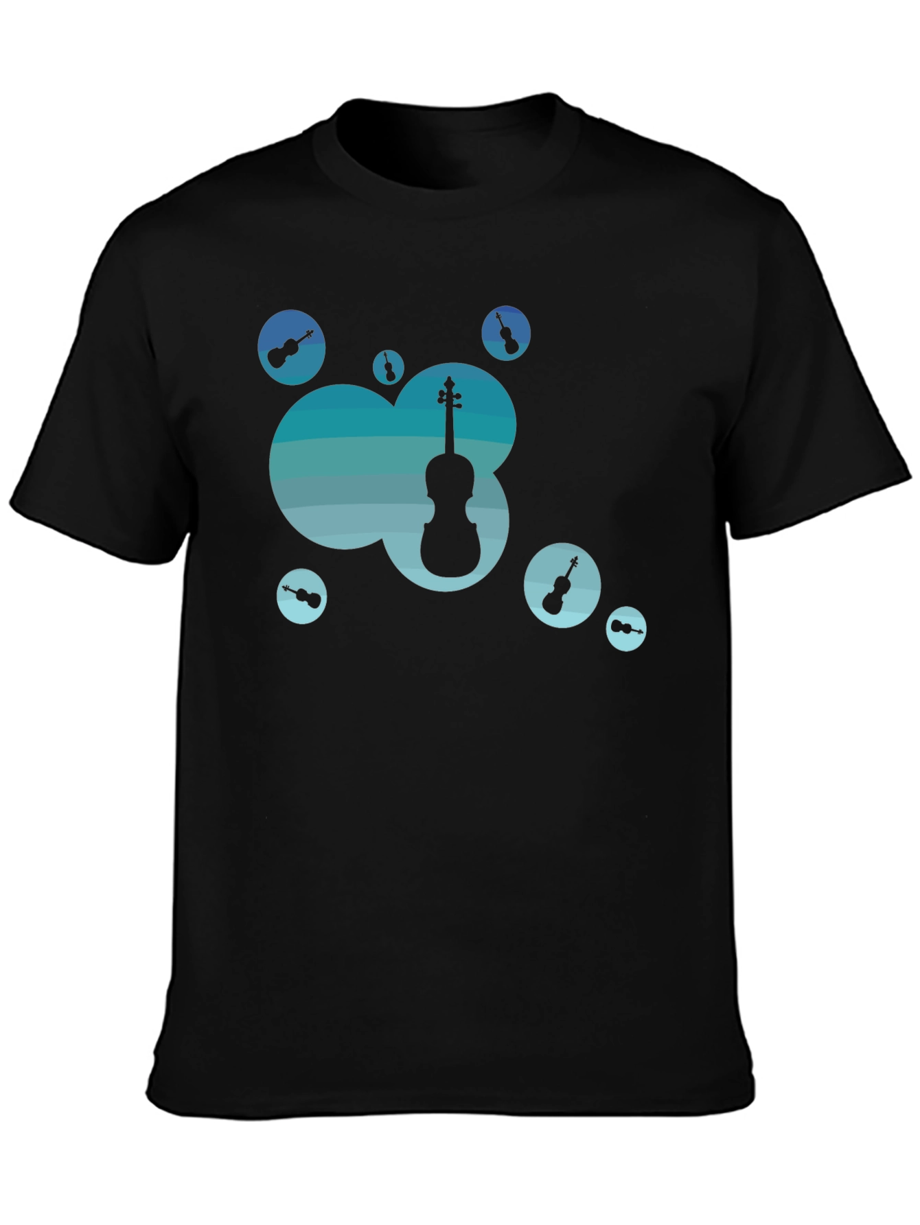 Stylish Black T-Shirt with Music Theme