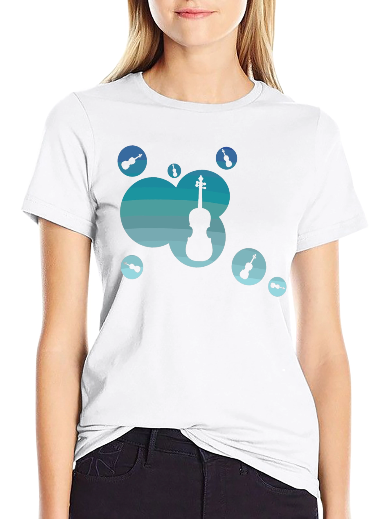 Stylish Black T-Shirt with Music Theme