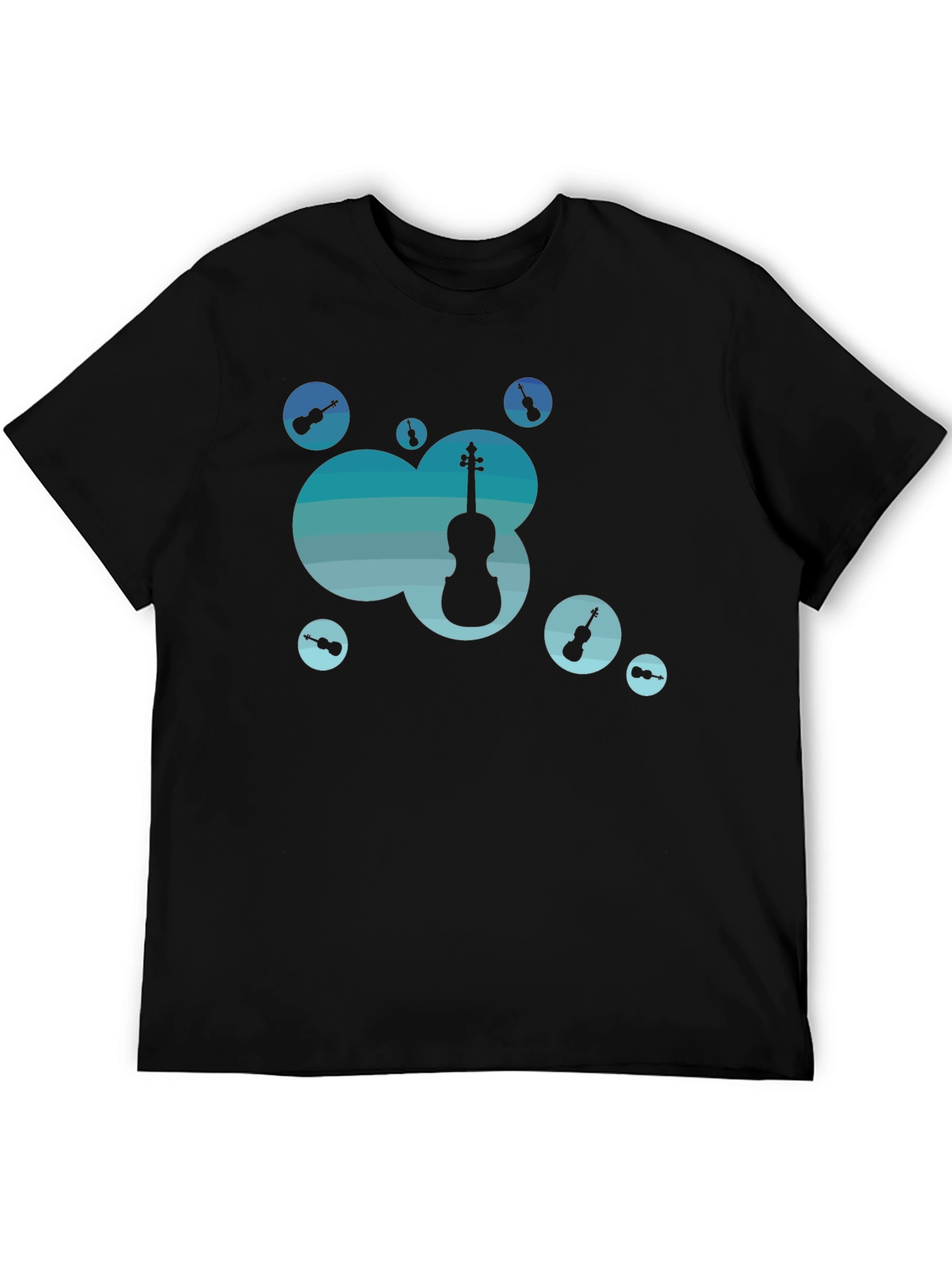 Stylish Black T-Shirt with Music Theme