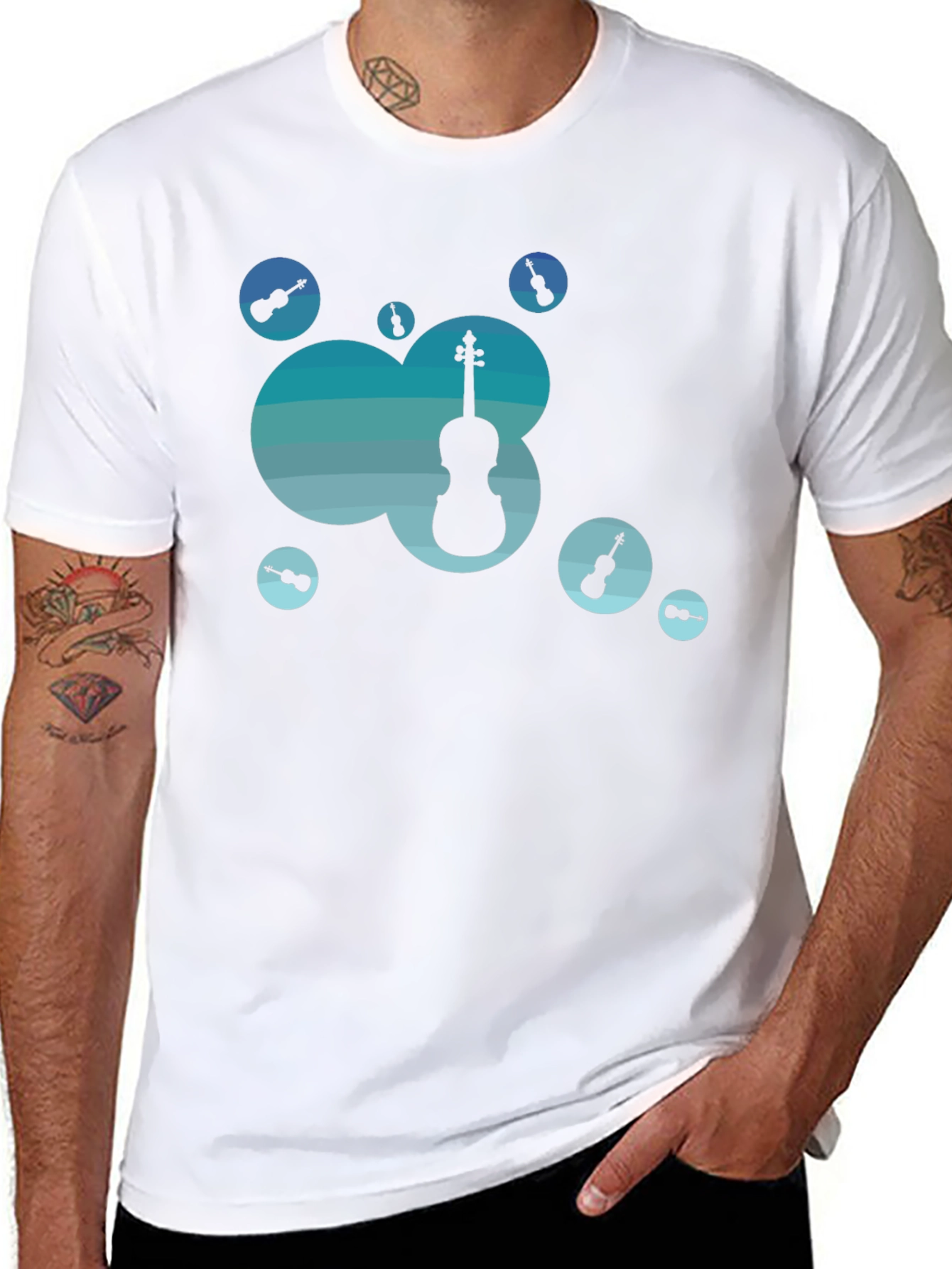 Stylish Black T-Shirt with Music Theme