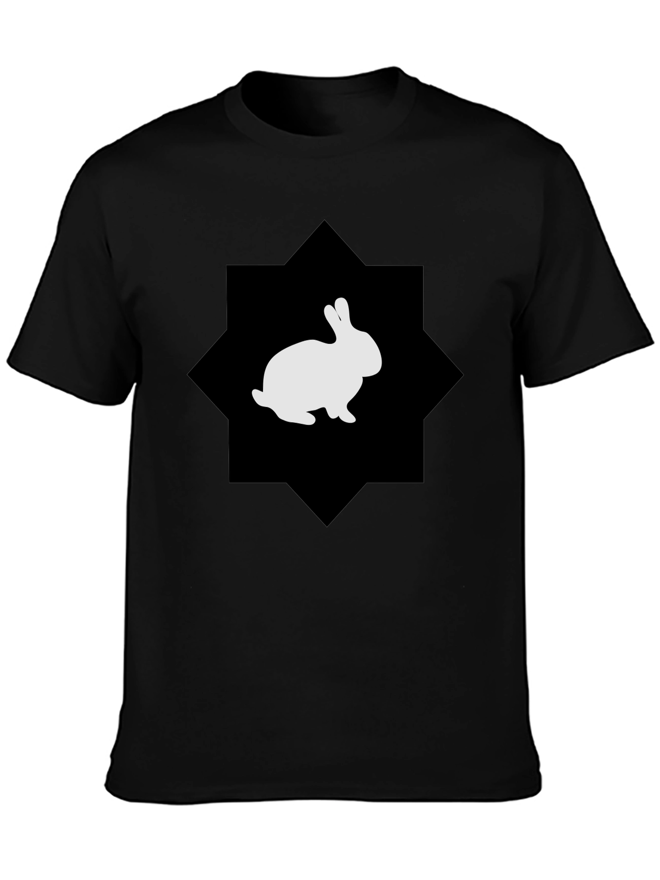 Rabbit Graphic Print Black Tee