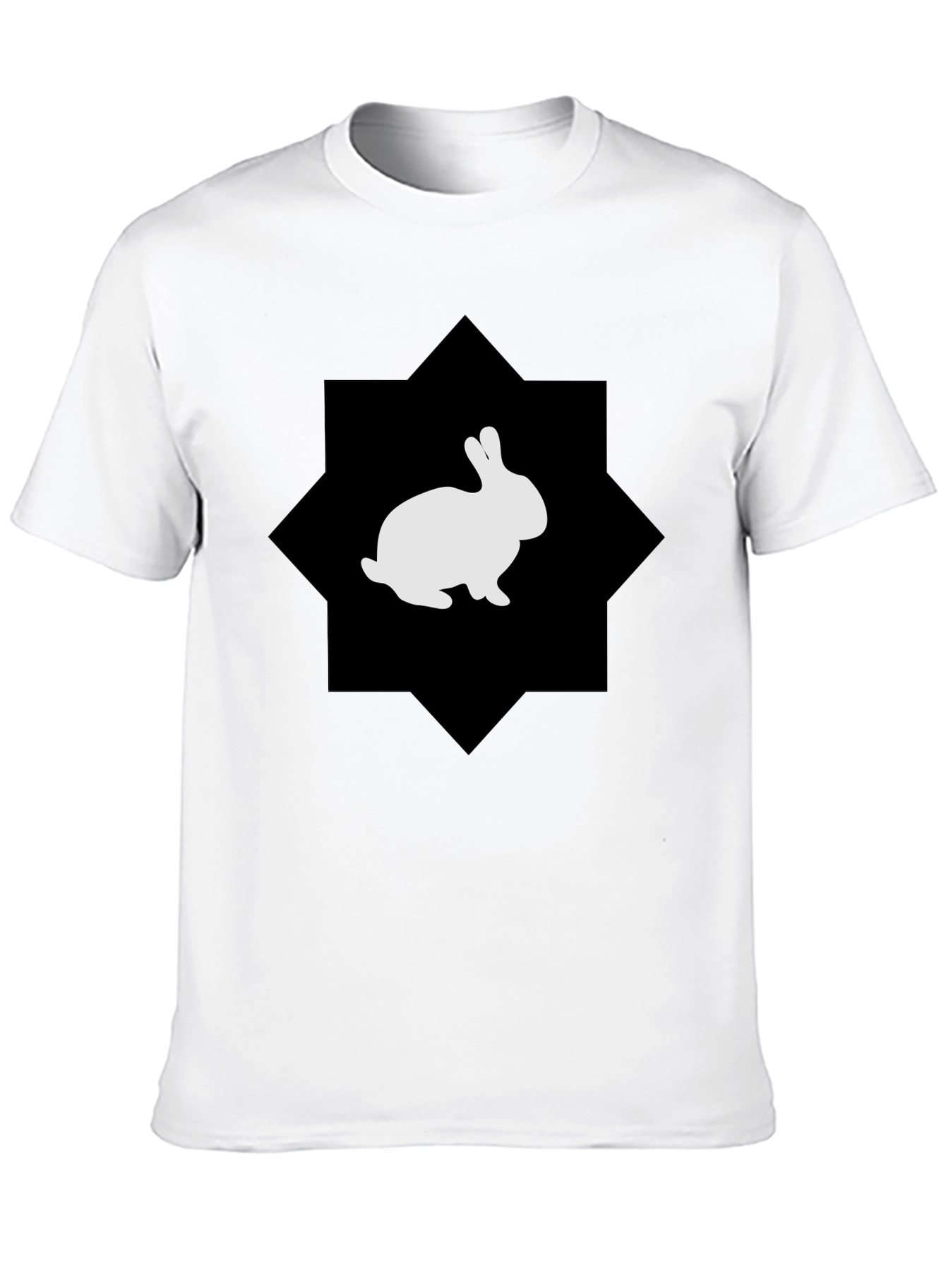 Rabbit Graphic Print Black Tee
