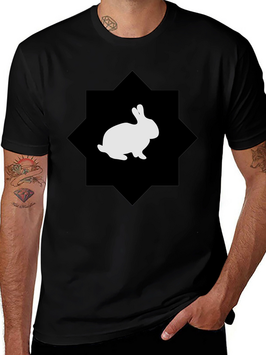 Rabbit Graphic Print Black Tee