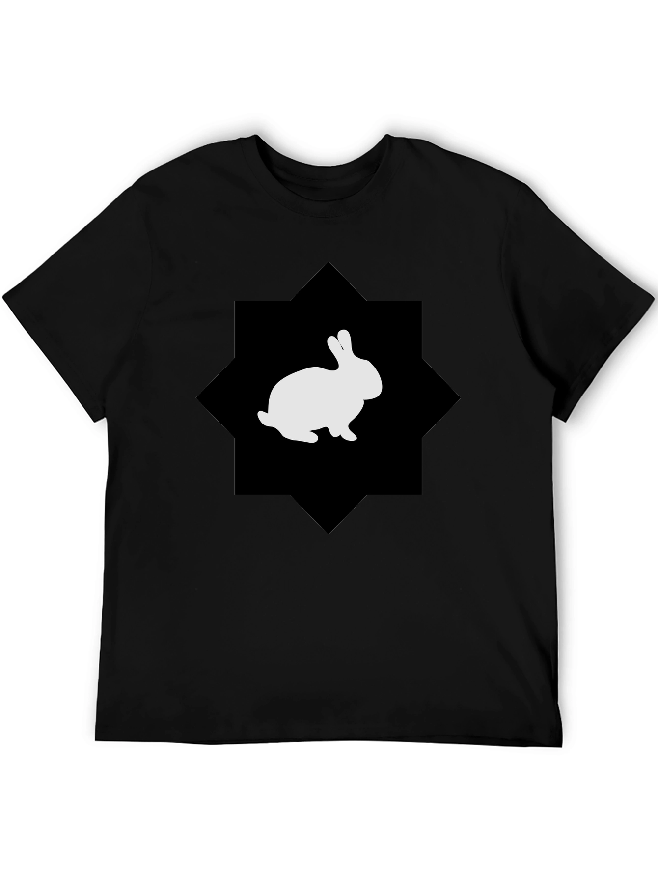 Rabbit Graphic Print Black Tee