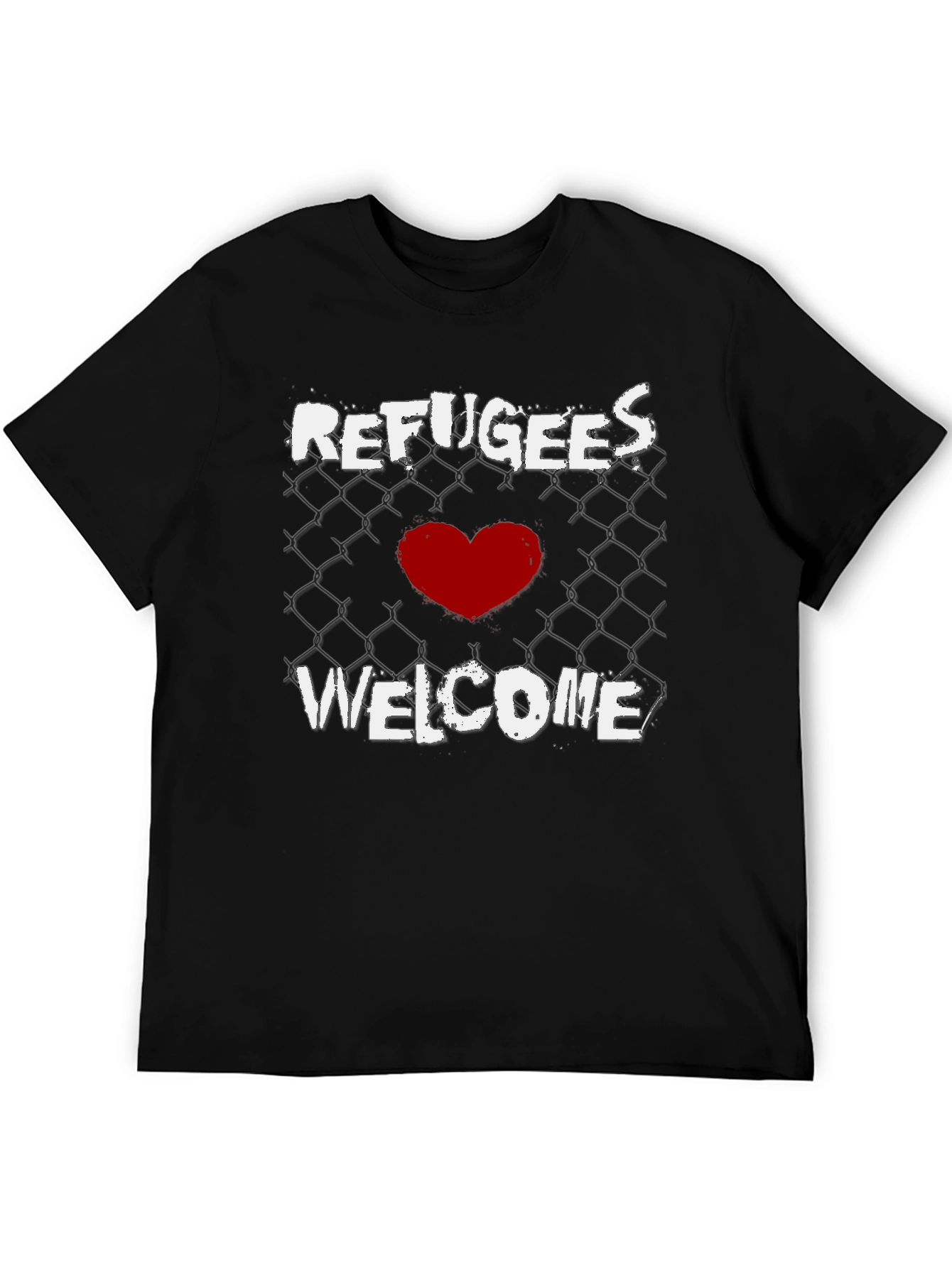 Refugees Welcome Graphic Tee - Black
