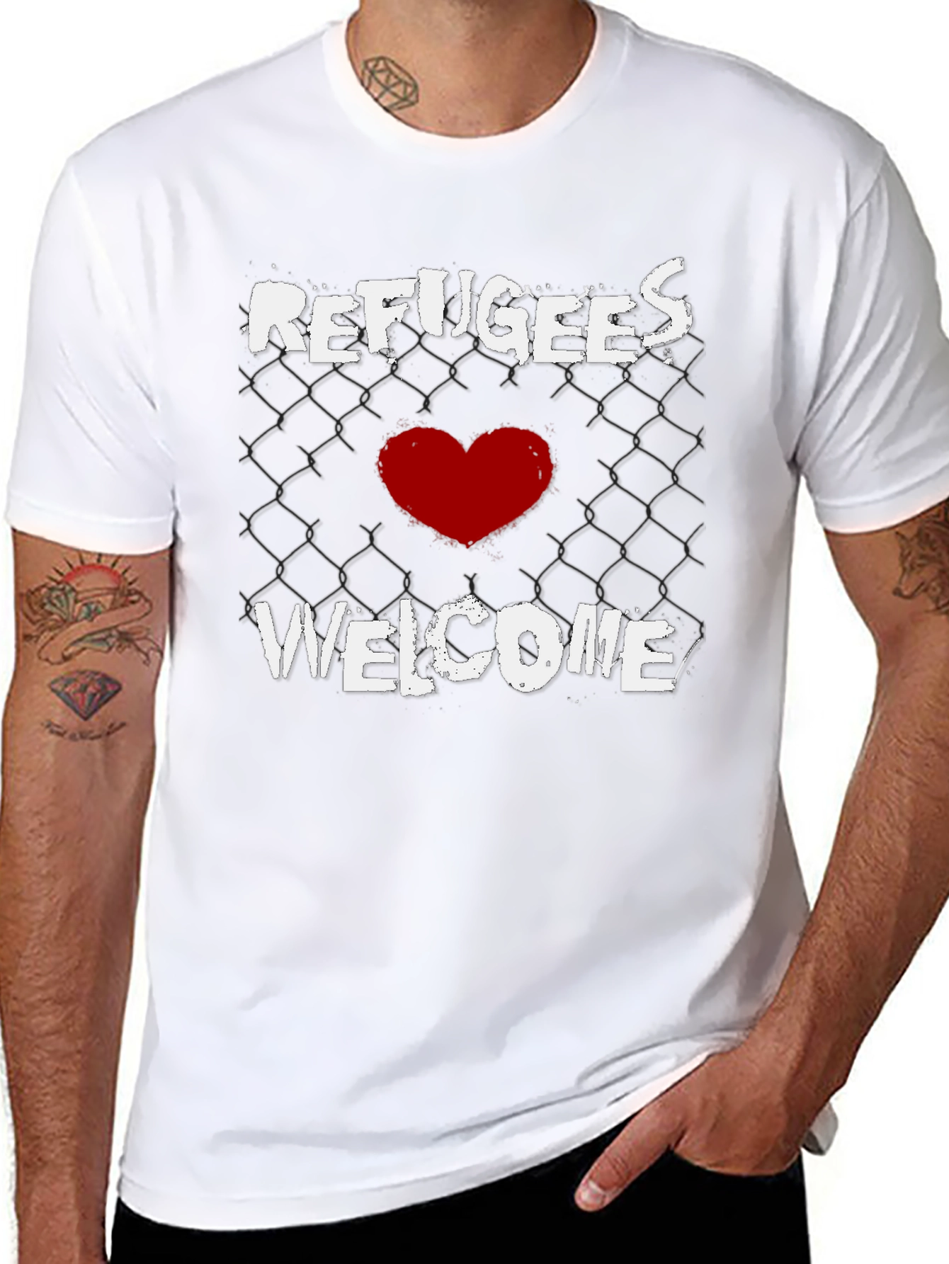 Refugees Welcome Graphic Tee - Black