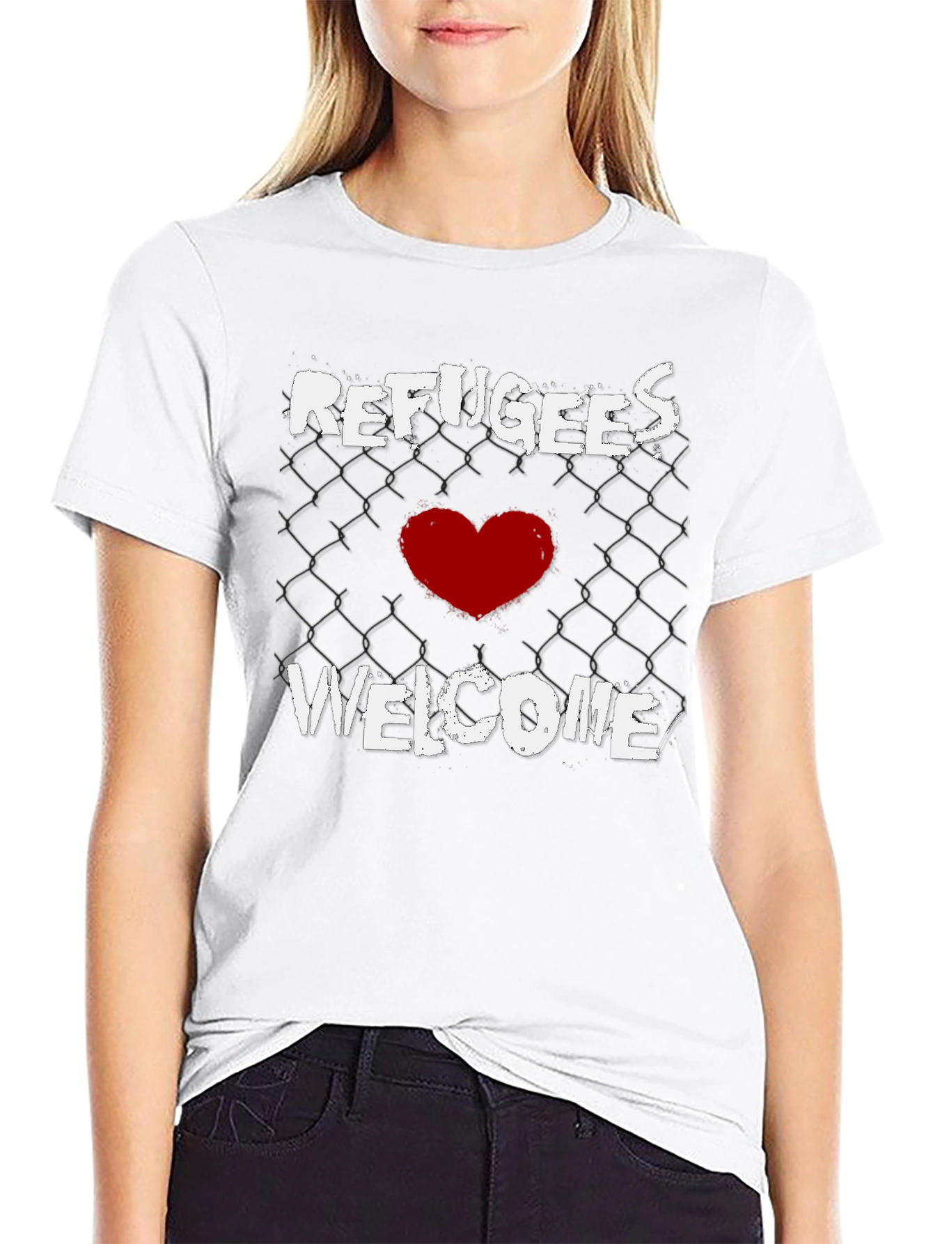 Refugees Welcome Graphic Tee - Black