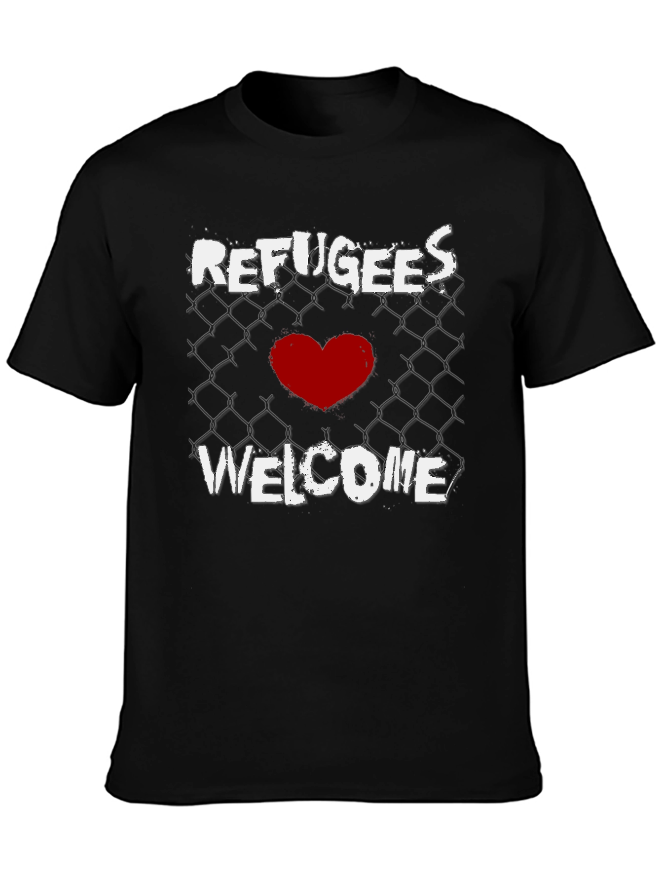 Refugees Welcome Graphic Tee - Black