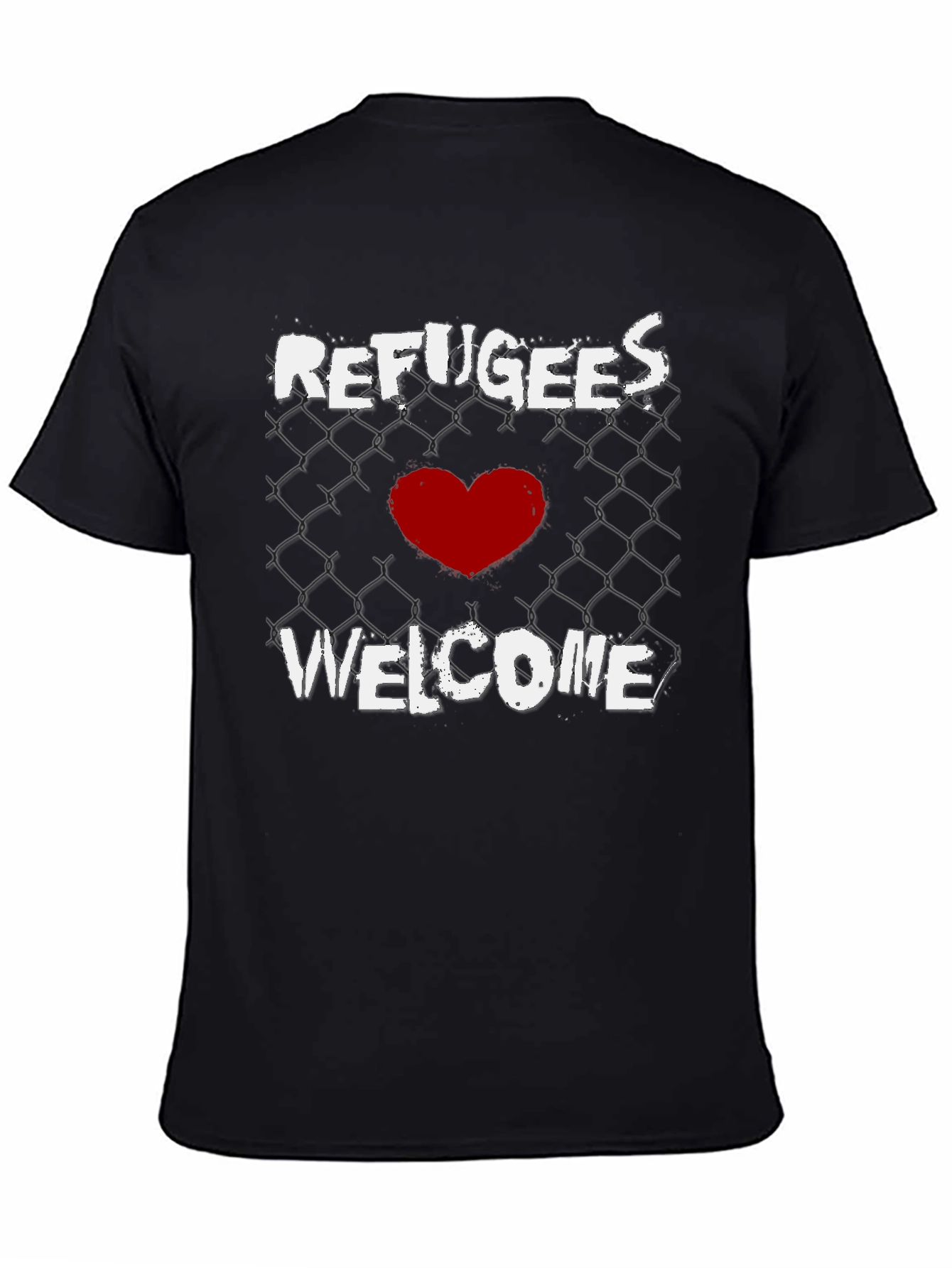 Refugees Welcome Graphic Tee - Black
