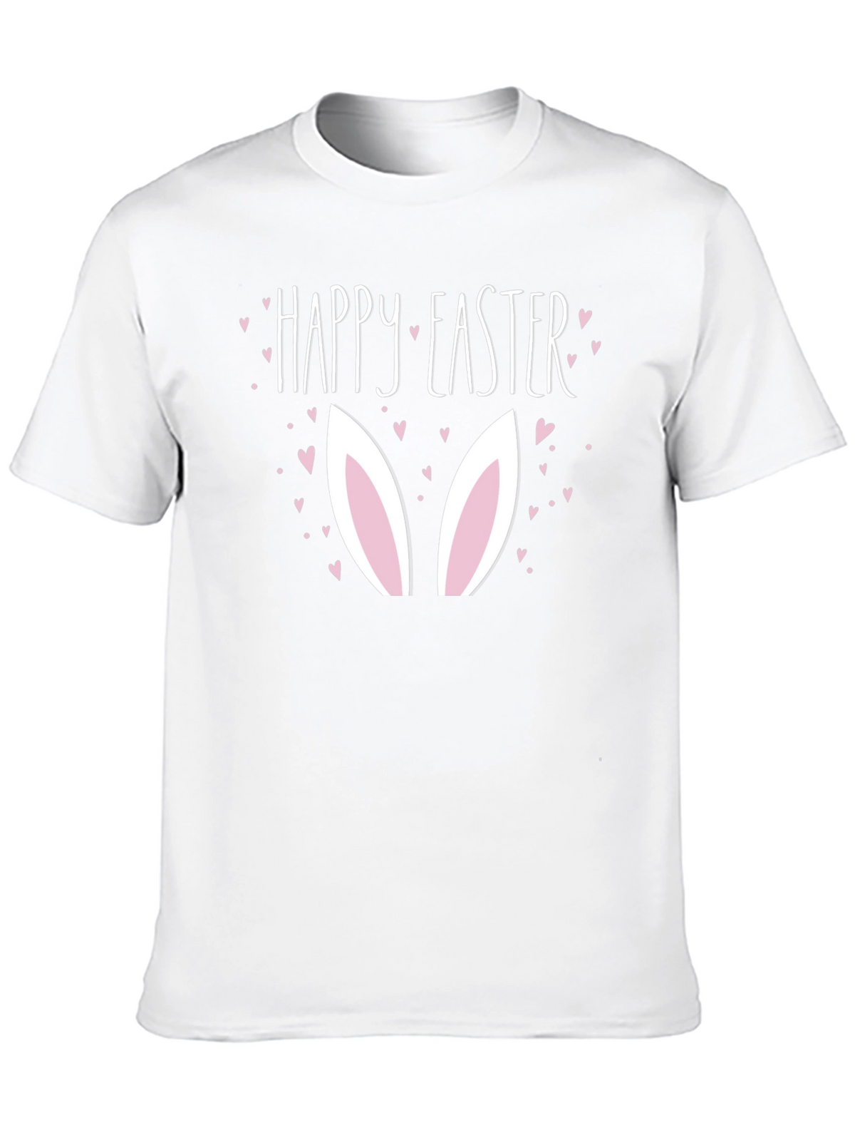Happy Easter Bunny Ears Graphic Black T-Shirt