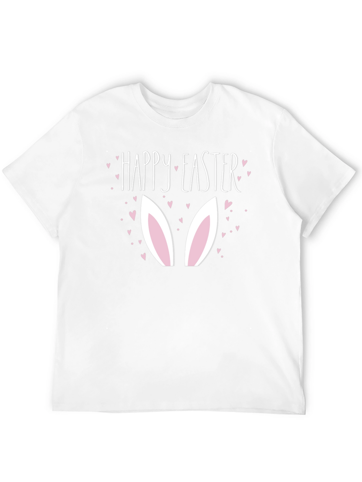 Happy Easter Bunny Ears Graphic Black T-Shirt