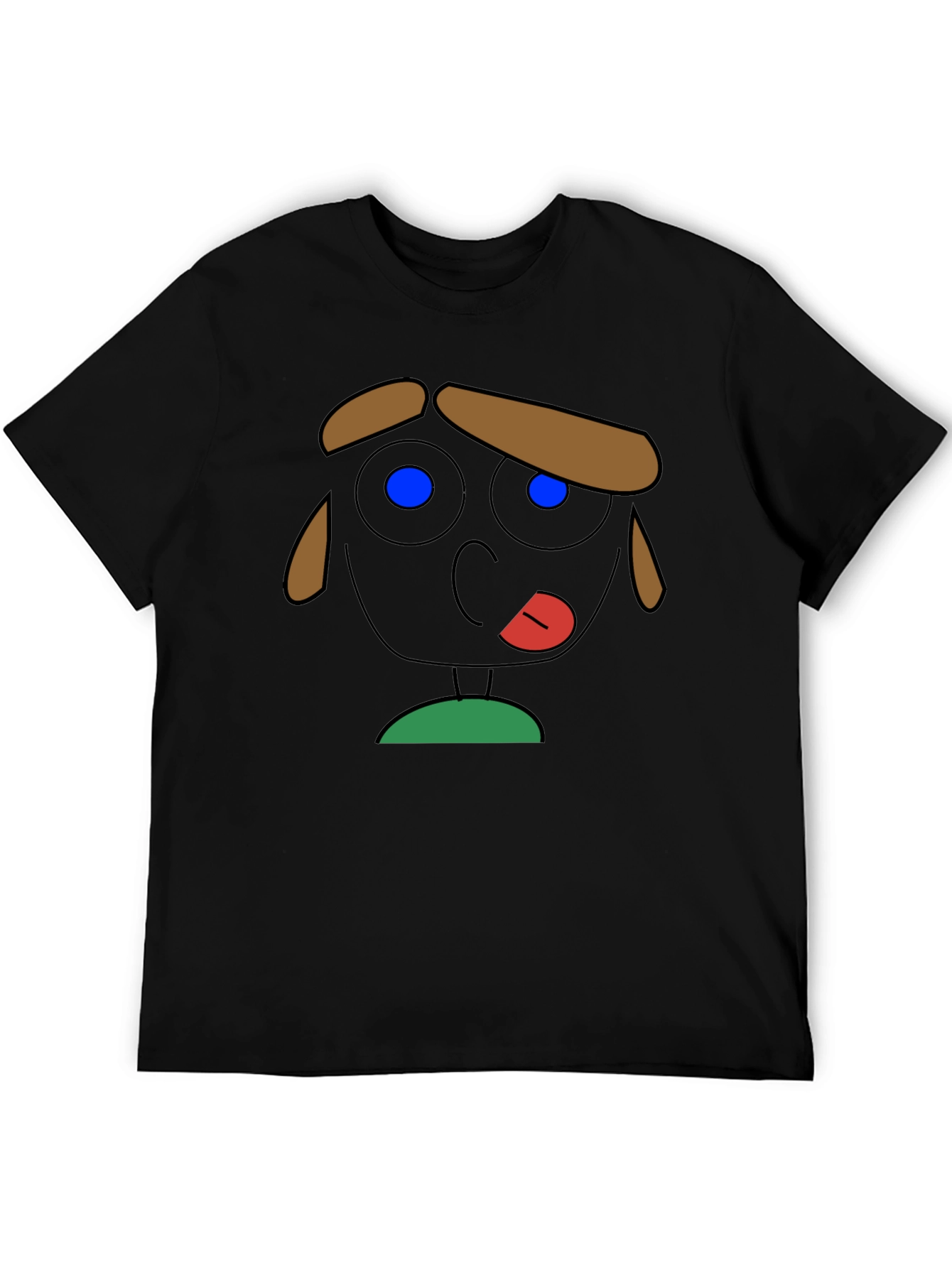 Cartoon Face Graphic Tee - Quirky Black T-Shirt