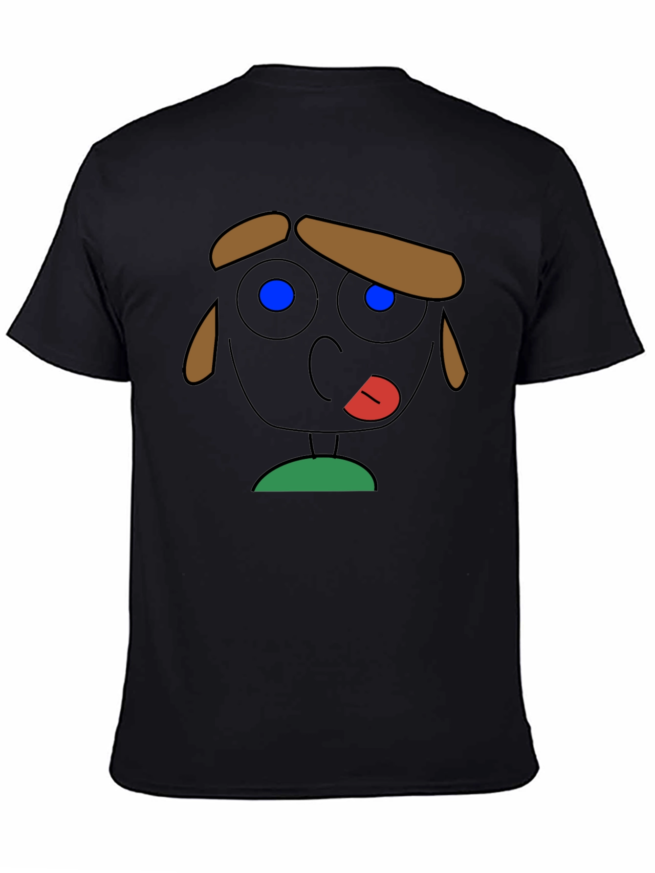 Cartoon Face Graphic Tee - Quirky Black T-Shirt
