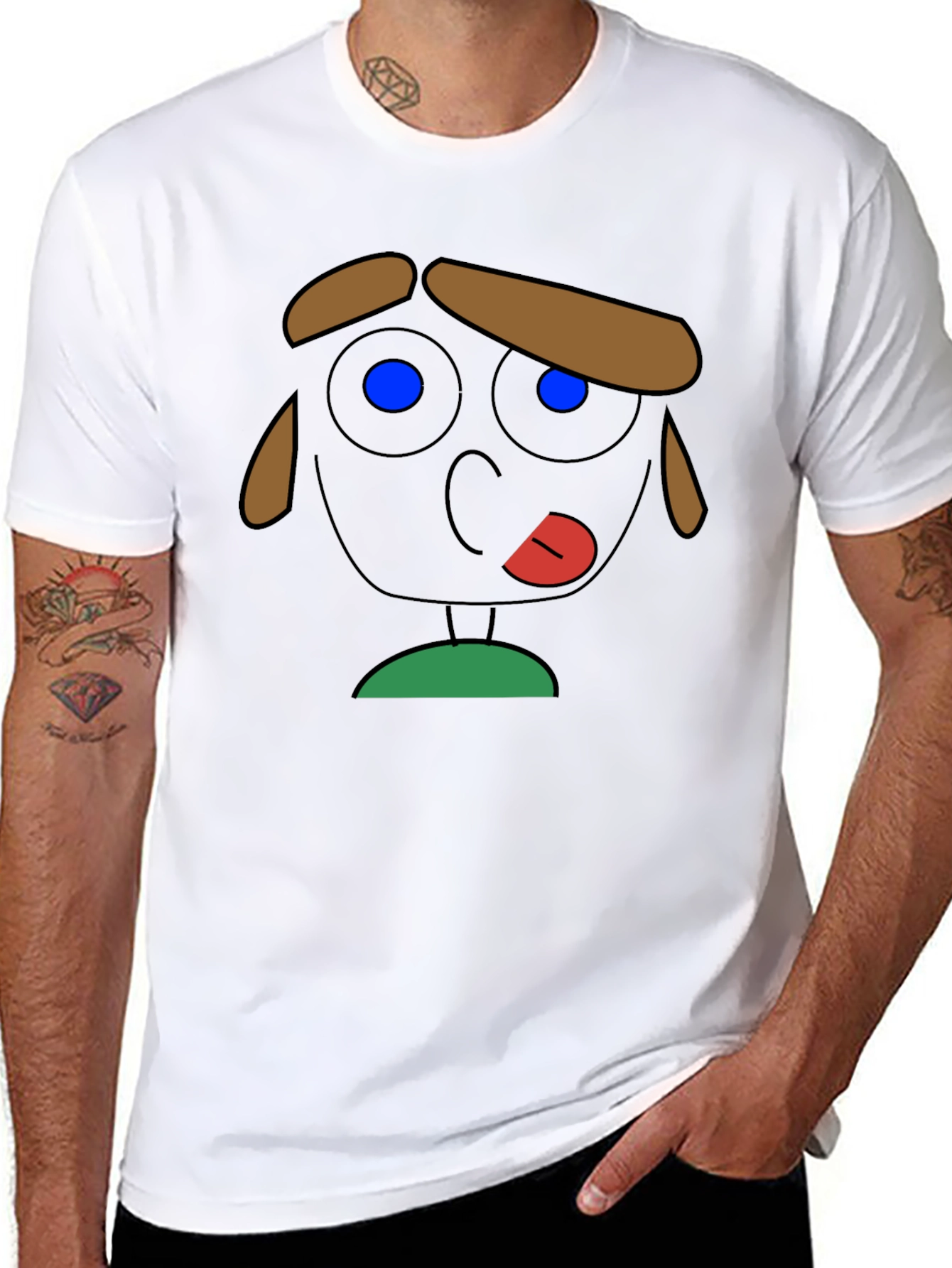 Cartoon Face Graphic Tee - Quirky Black T-Shirt