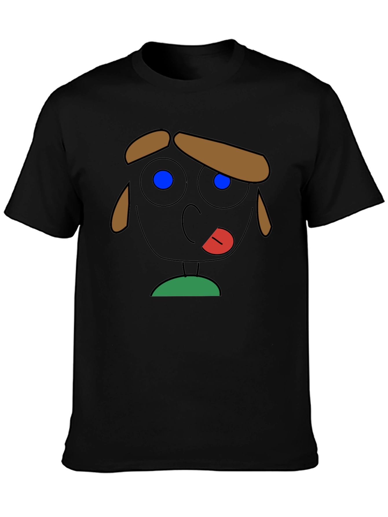 Cartoon Face Graphic Tee - Quirky Black T-Shirt