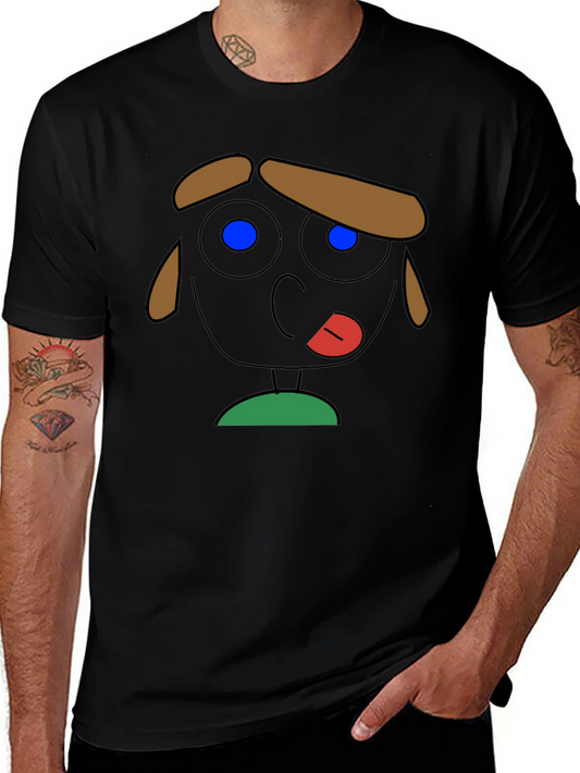 Cartoon Face Graphic Tee - Quirky Black T-Shirt