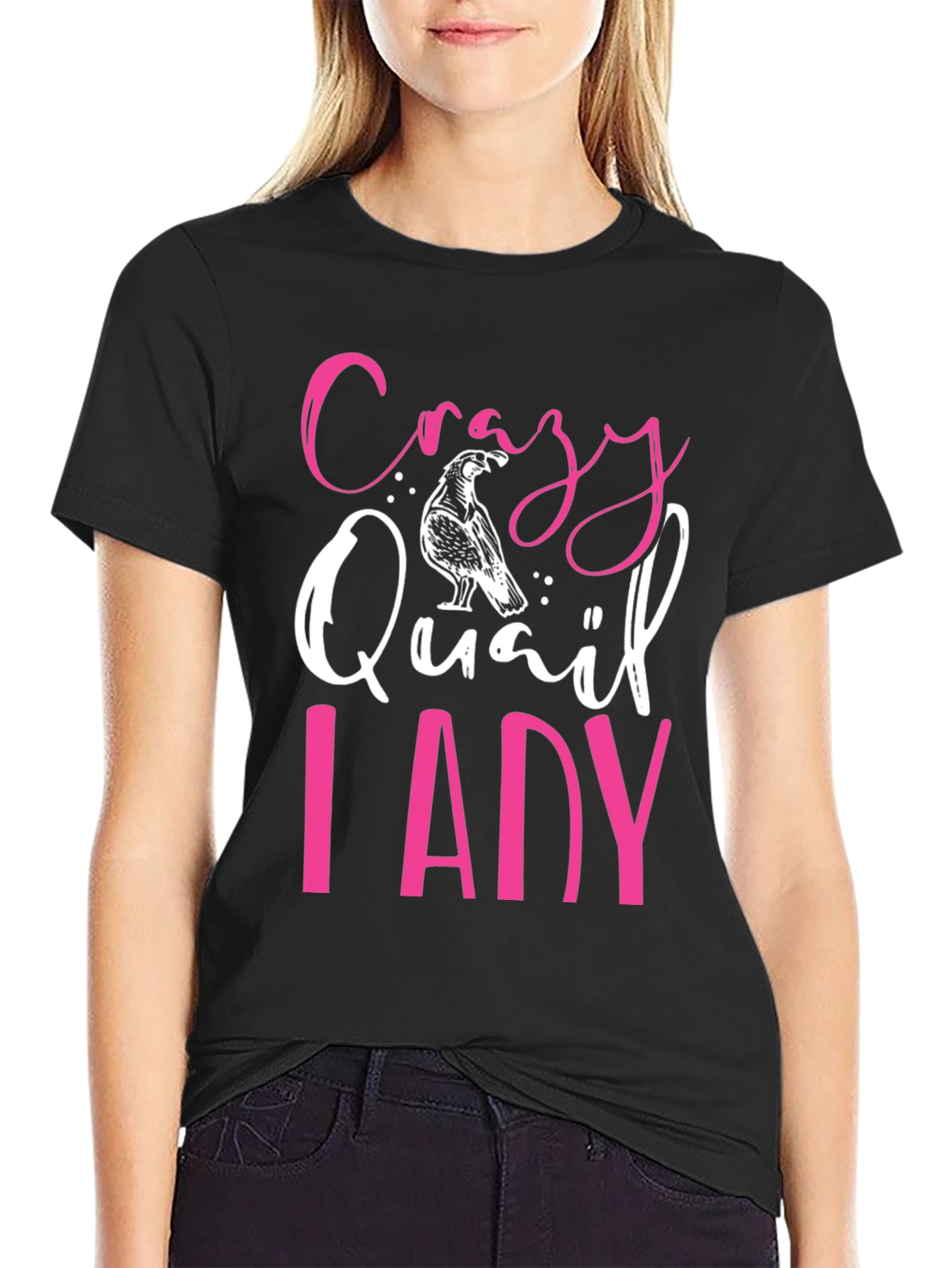 Crazy Quail Lady Graphic Tee - Black T-Shirt