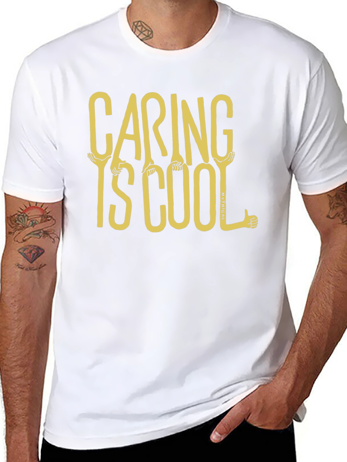 Caring is Cool Graphic Tee - Black Casual T-Shirt